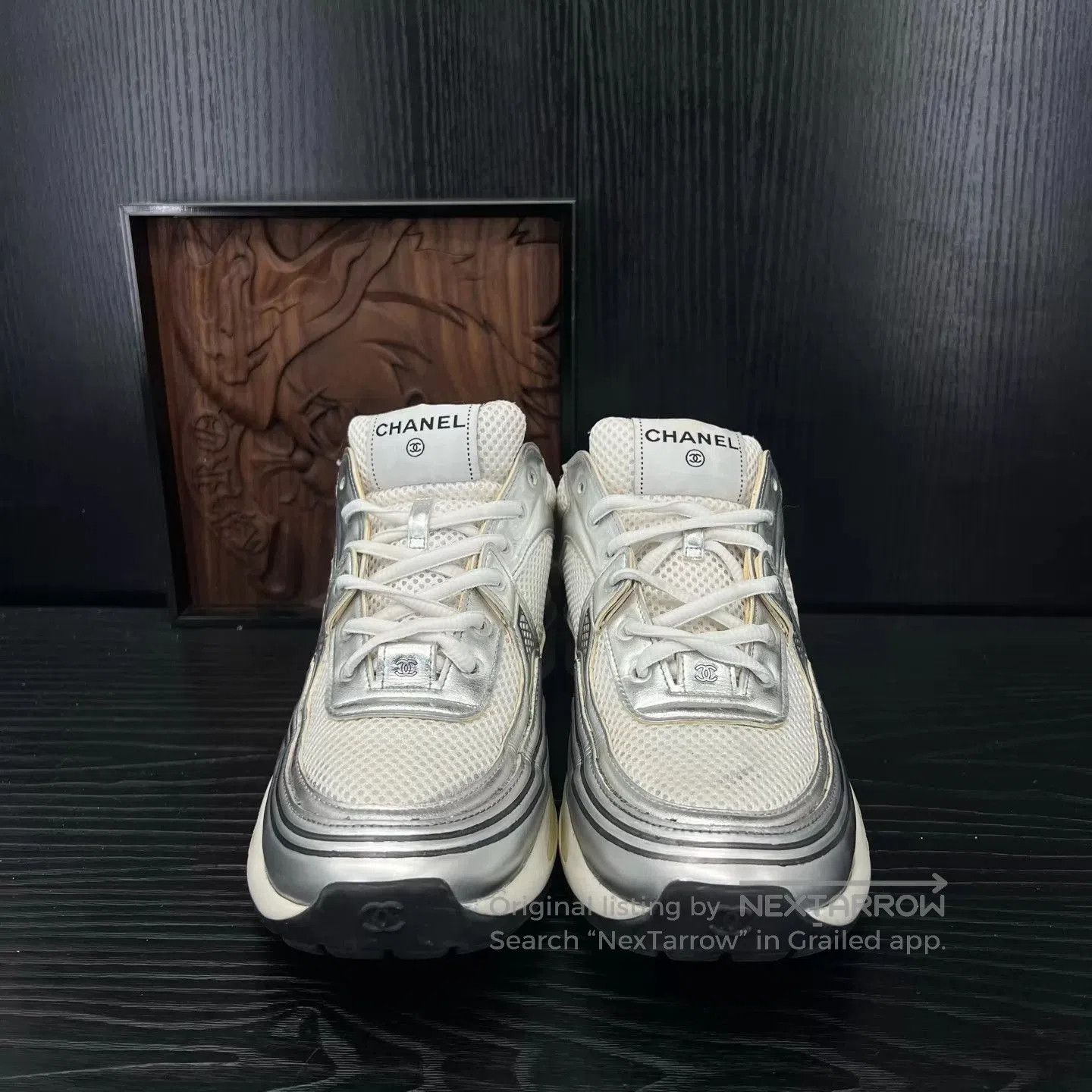 Chanel Silver Low-Top Sneakers Size 8. Size US 8 / EU 41 - 4 Thumbnail