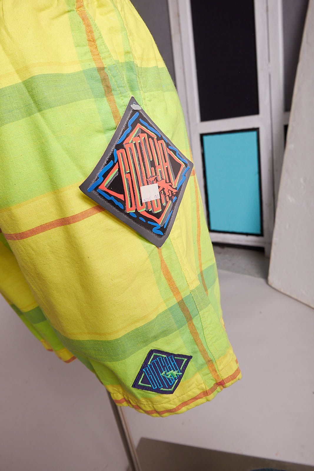 Gotcha 1990s Yellow Plaid Gotcha Surf Board Shorts Deadstock Size US 28 / EU 44 - 6 Thumbnail