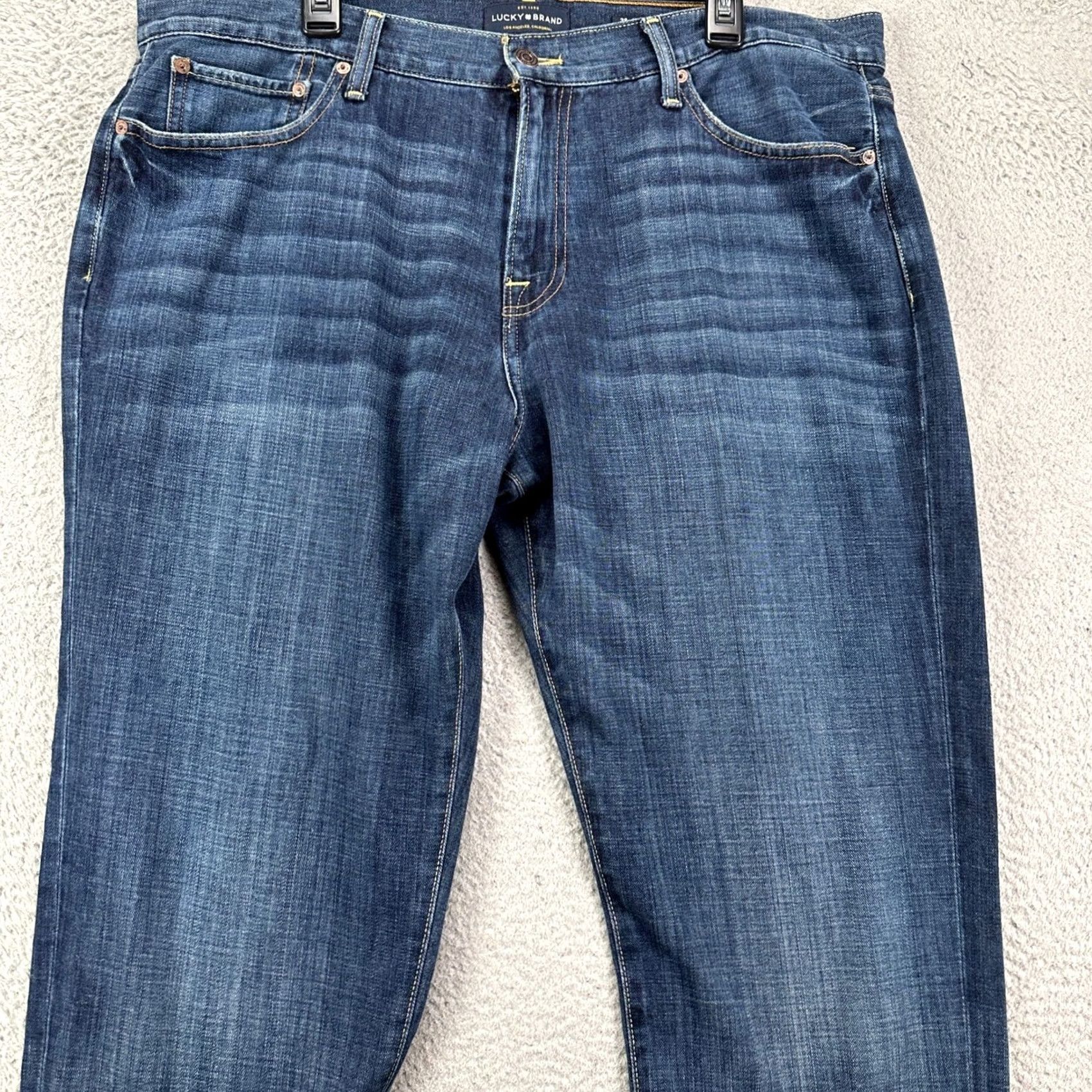 Lucky Brand Lucky Brand 221 Mens Straight Jeans 38X32 Blue Distressed Candiani Denim Jeans Breathing Pockets Cotton Casual Walking Adult Comfort Mens Size US 38 / EU 54 - 3 Thumbnail