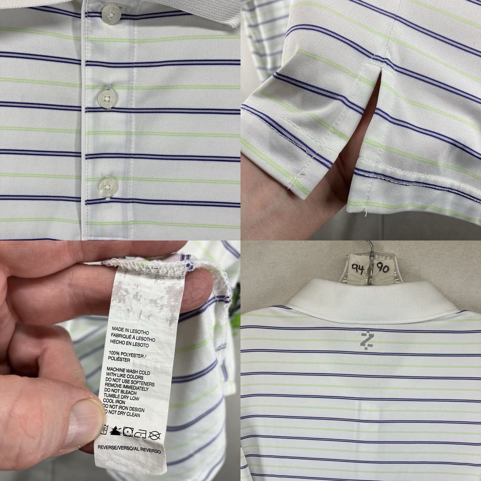 Izod IZOD Mens Polo Shirt 3XL Striped White Green Blue Breathable Short Sleeve Casual Golf 100% Cotton Regular Fit Spring Summer Mens Size US XXL / EU 58 / 5 - 8 Thumbnail