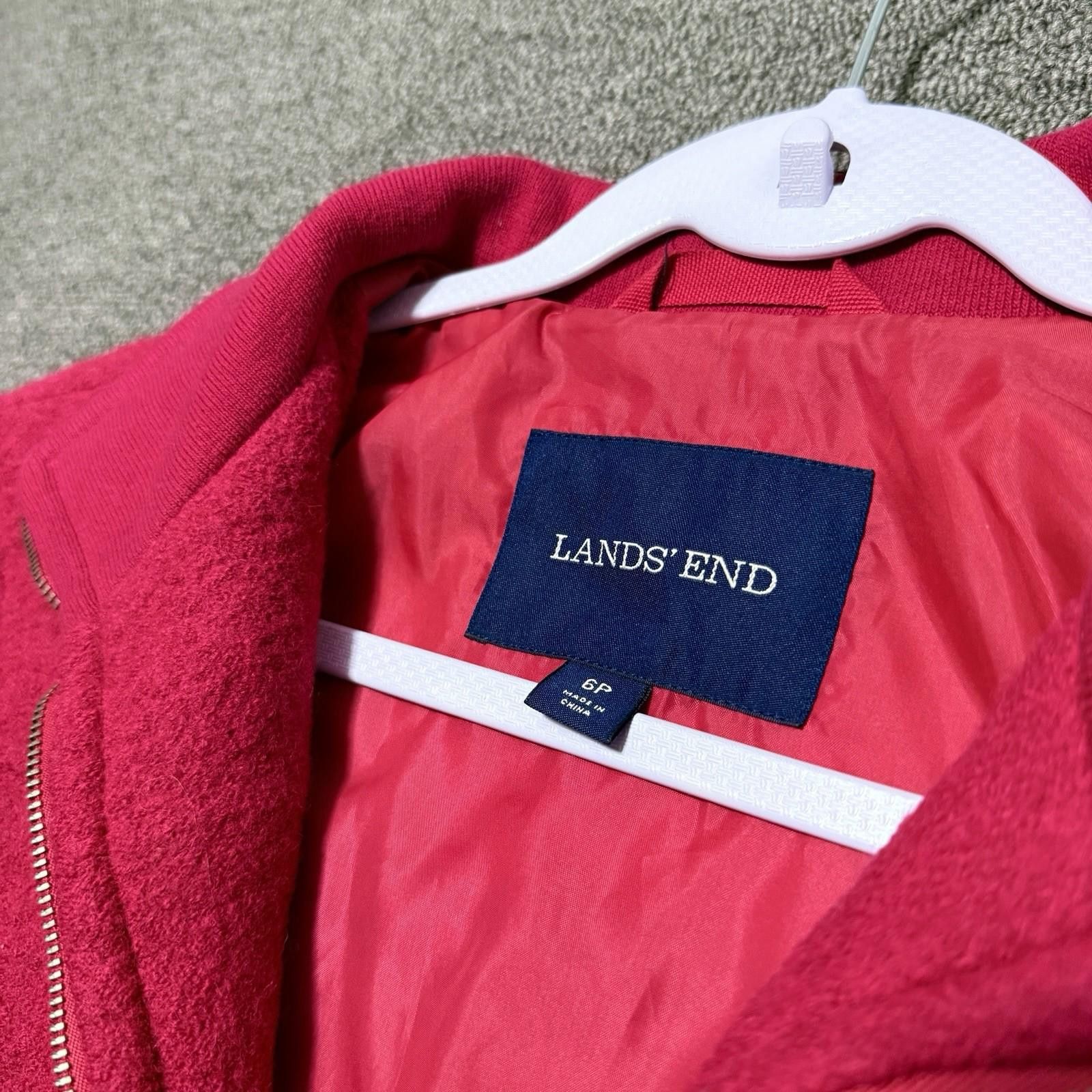 Lands' End Lands End Womens 6 Berry Pink Boiled Wool Blend Jacket Size M / US 6-8 / IT 42-44 - 3 Thumbnail