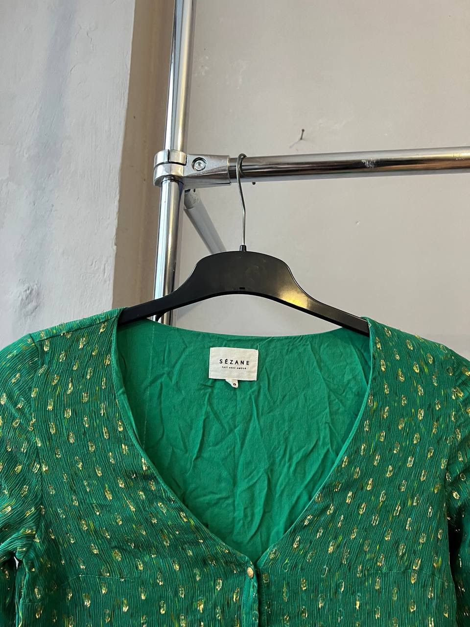 Sezane SEZANE PARIS AVEC AMOUR SILK GREEN GOLD EDITION DRESS SZ 40 Size S / US 4 / IT 40 - 8 Thumbnail
