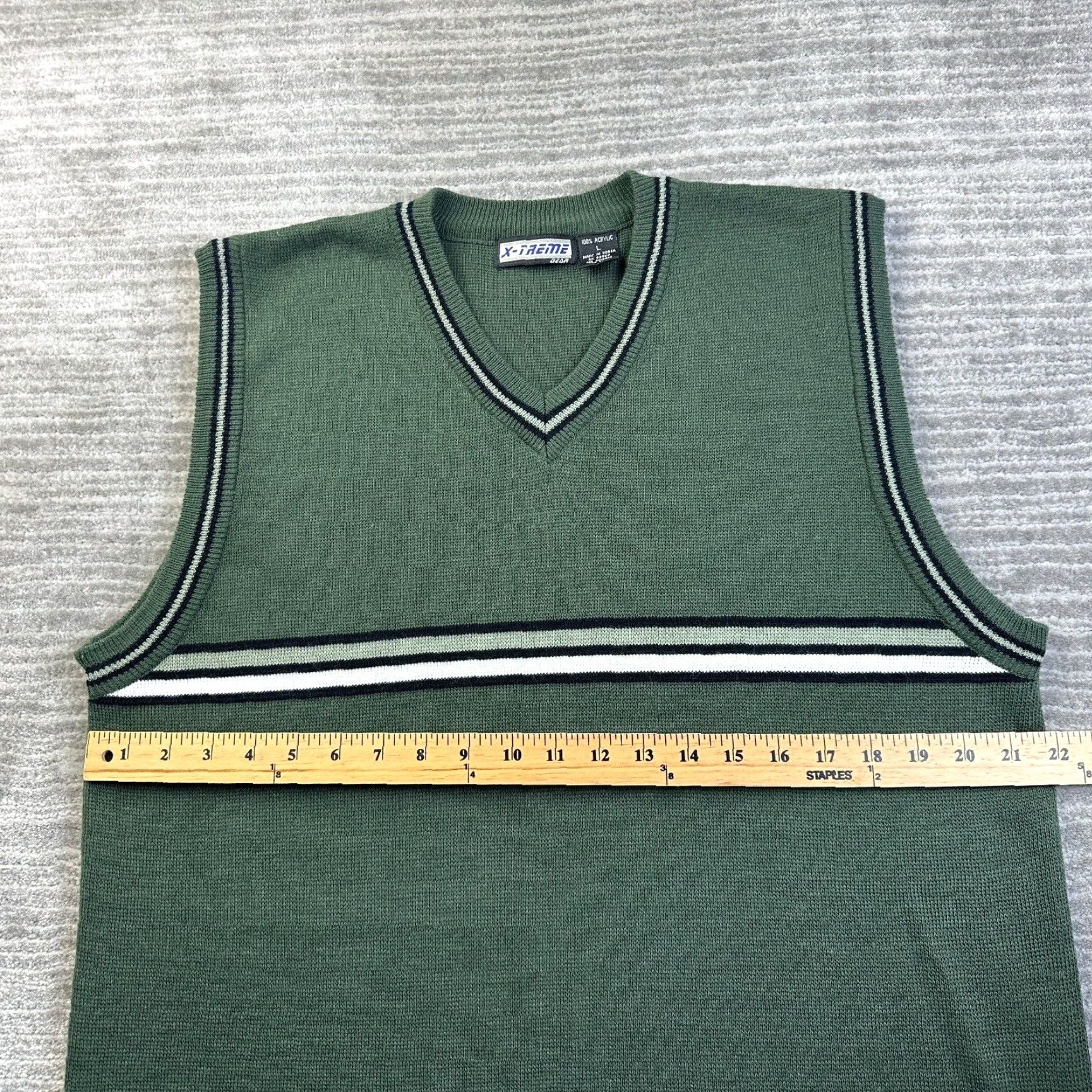 Vintage VINTAGE Xtreme Gear Sweater Vest Mens Large Green 80s 90s Tennis Golf Y2K - Vest, Sleeveless, V-Neck, All Seasons, Green, Regular Fit Mens Size US L / EU 52-54 / 3 - 6 Thumbnail