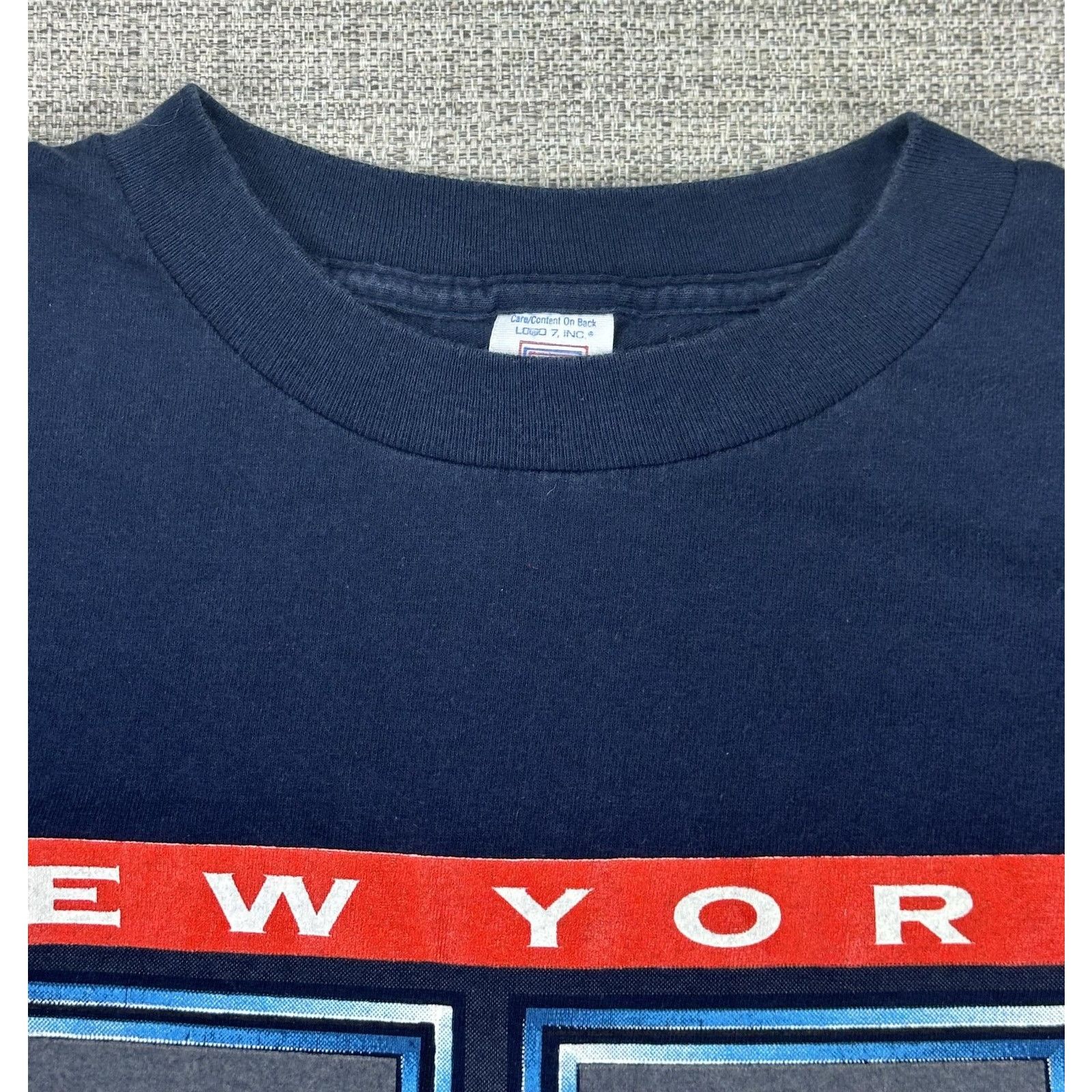 Logo 7 New York Yankees Shirt Blue MLB Baseball Logo 7 Tee 90s Sz L Size US L / EU 52-54 / 3 - 7 Thumbnail