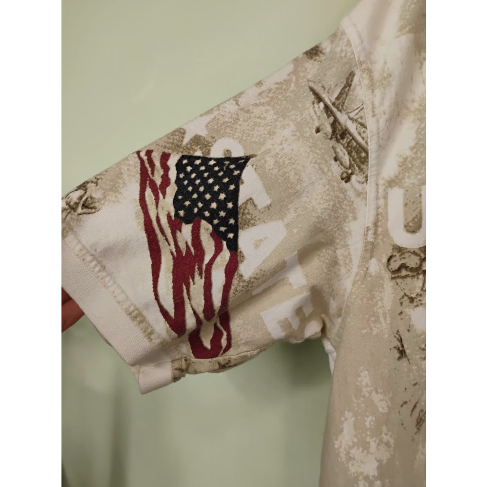 Cotton Traders VINTAGE Cotton Traders Polo Shirt 4th Of July Military Patriot Patriot/Flag/Patriotic Beige Large Men’s Short Sleeve Collared Polo Shirt Size US L / EU 52-54 / 3 - 3 Thumbnail