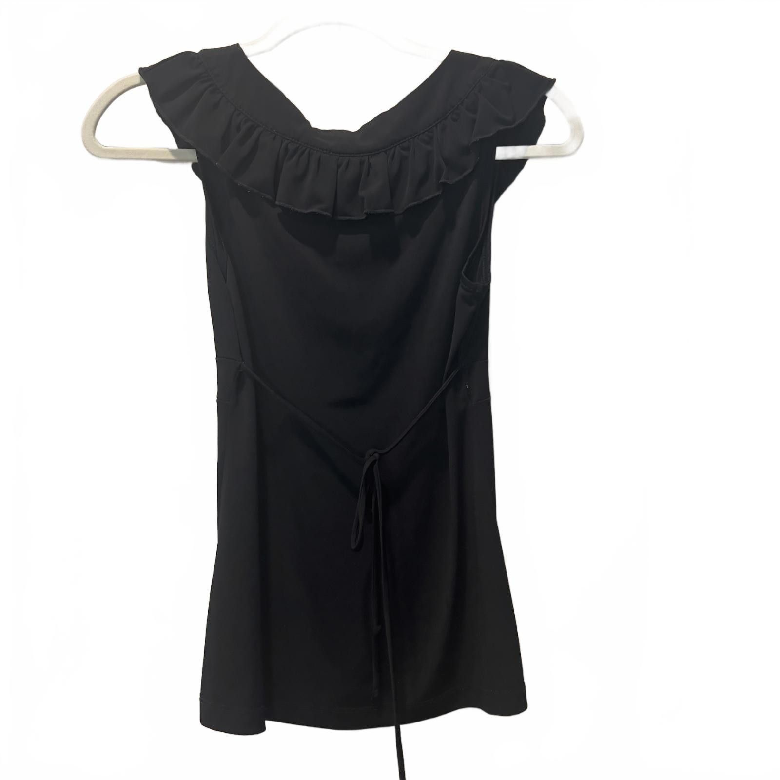Unknown London Elegant Black Sleeveless Ruffle Detail Blouse Size M / US 6-8 / IT 42-44 - 3 Thumbnail