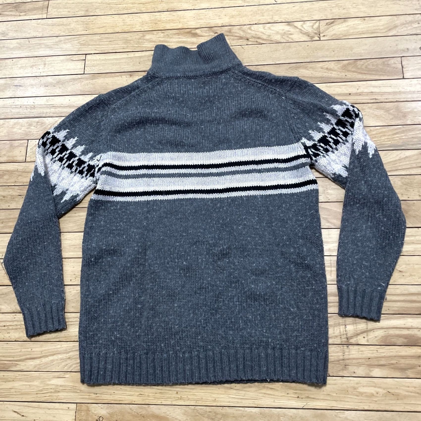 Vintage VINTAGE URIGHT Wool Sweater Cable-Knit Fair Isle Nordic Fisherman Cowl Long Sleeve Adult L Gray Wool Pullover Mens Size US L / EU 52-54 / 3 - 2 Thumbnail