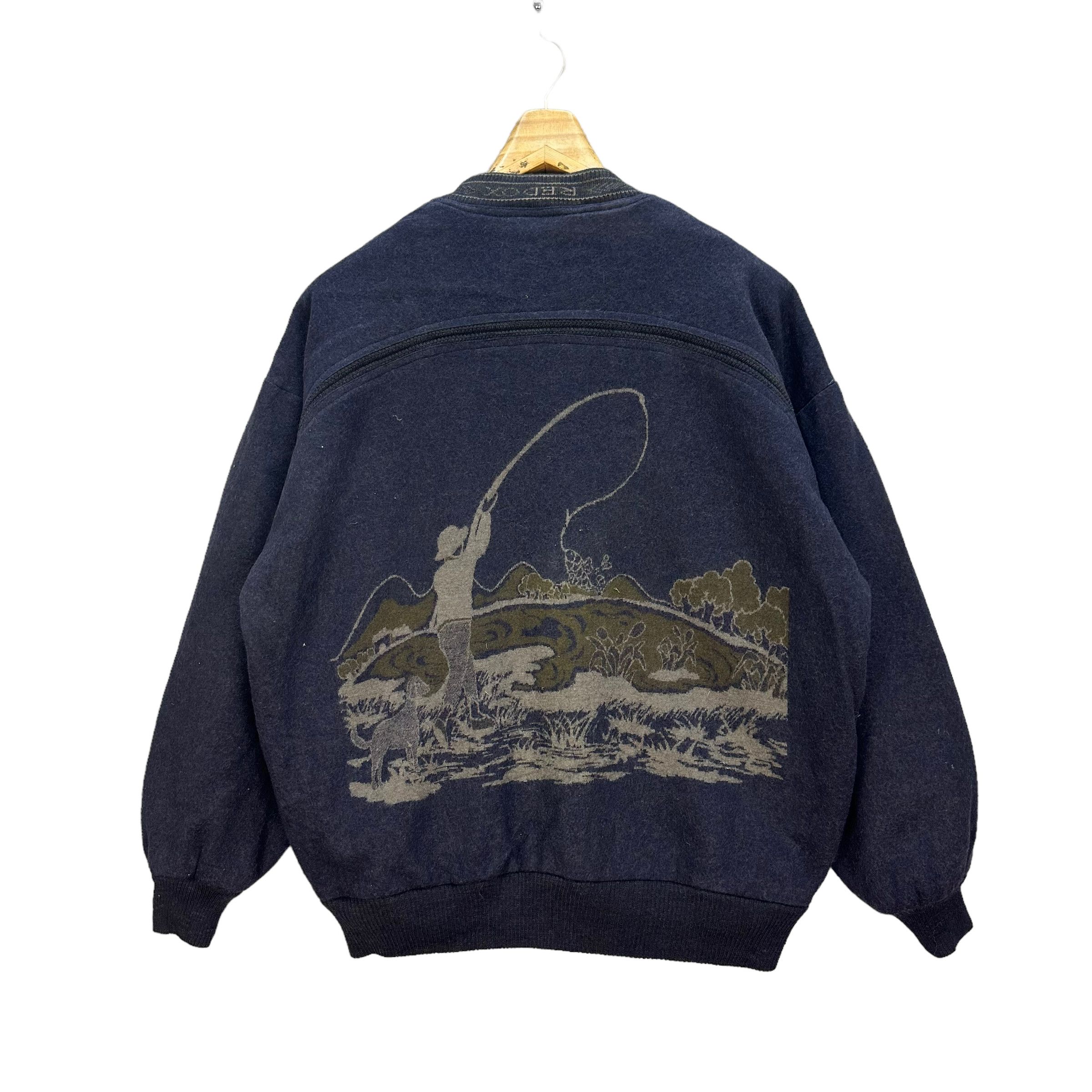 Japanese Brand REDOX FISHERMAN GRAPHIC WOOL CASUAL JACKET #8123-204 Size US XL / EU 56 / 4 - 1 Thumbnail