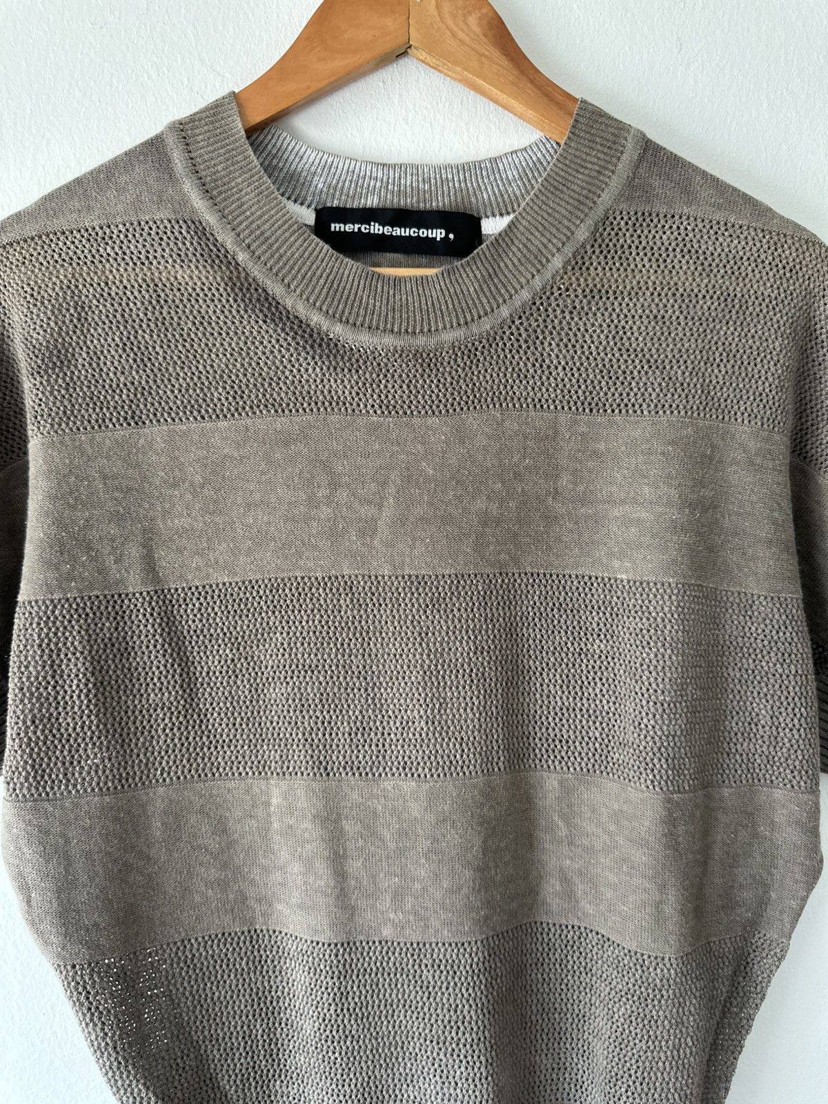 mercibeaucoup Mercibeaucoup Taupe Textured Knit Short Sleeve Size US L / EU 52-54 / 3 - 3 Thumbnail