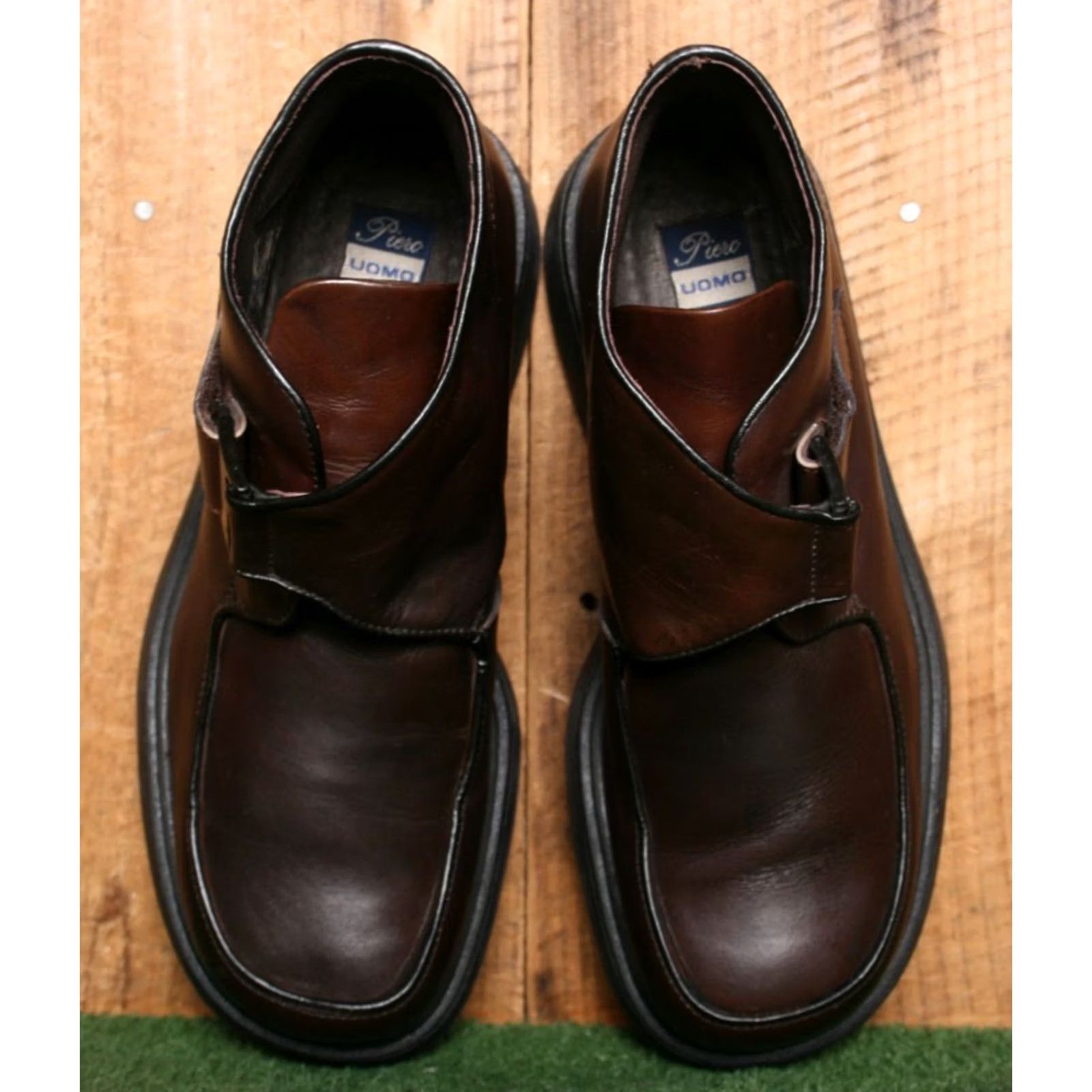 Vintage VINTAGE PIERO CERVI Brown Leather Chunky Monk Strap Boots SHOE 41 ≈ US 8.5 Mens Leather Upper Size US 9 / EU 42 - 4 Thumbnail