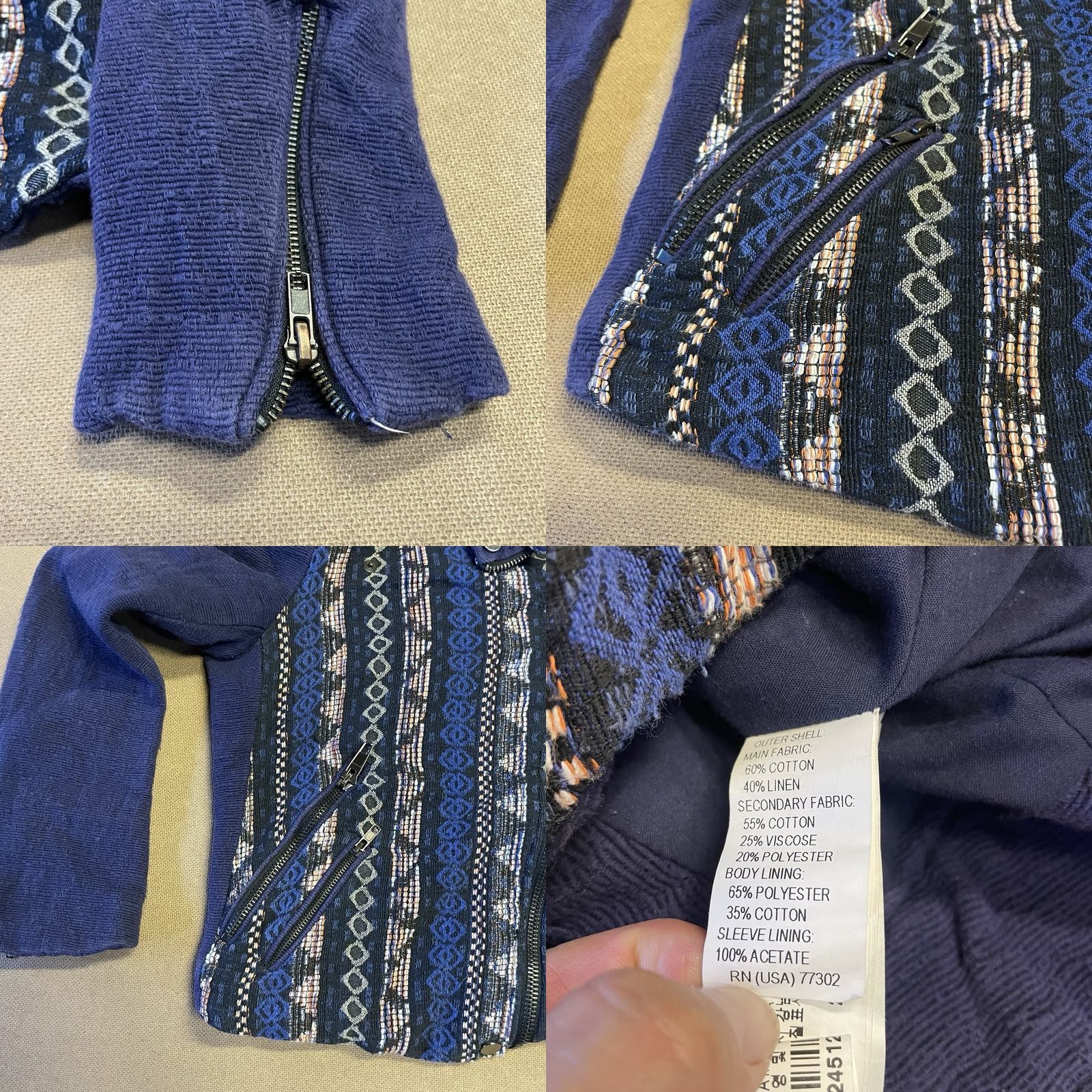 Zara Zara Basic Aztec Jacket Womens Large Blue Full Zip Button Southwestern Ladies Size L / US 10 / IT 46 - 8 Thumbnail