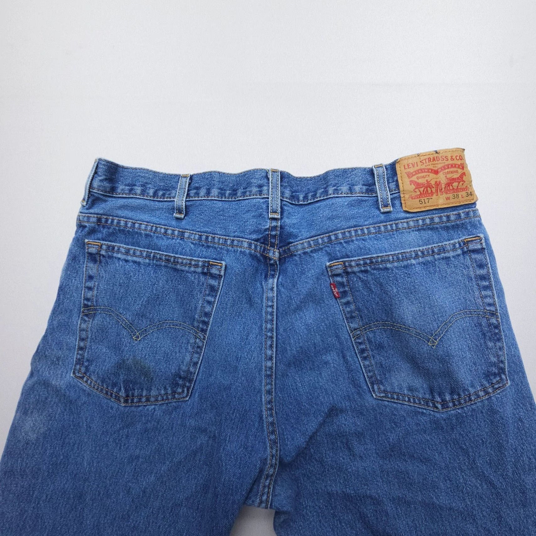 Levi's Levi's 517 Jeans Men's 38 x 34 Bootcut Denim Cotton 100% Heavy Blue Workwear Regular Fit Pocket Design Logo Medium Wash Size US 38 / EU 54 - 3 Thumbnail