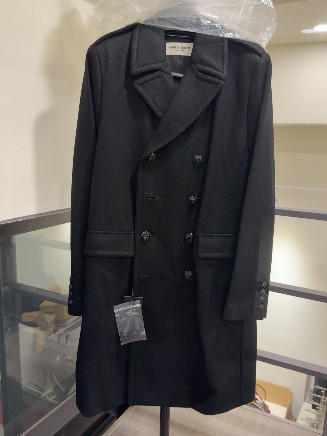 Saint Laurent Paris Saint Laurent Black Wool Coat Size 48 Size US M / EU 48-50 / 2 - 1 Thumbnail