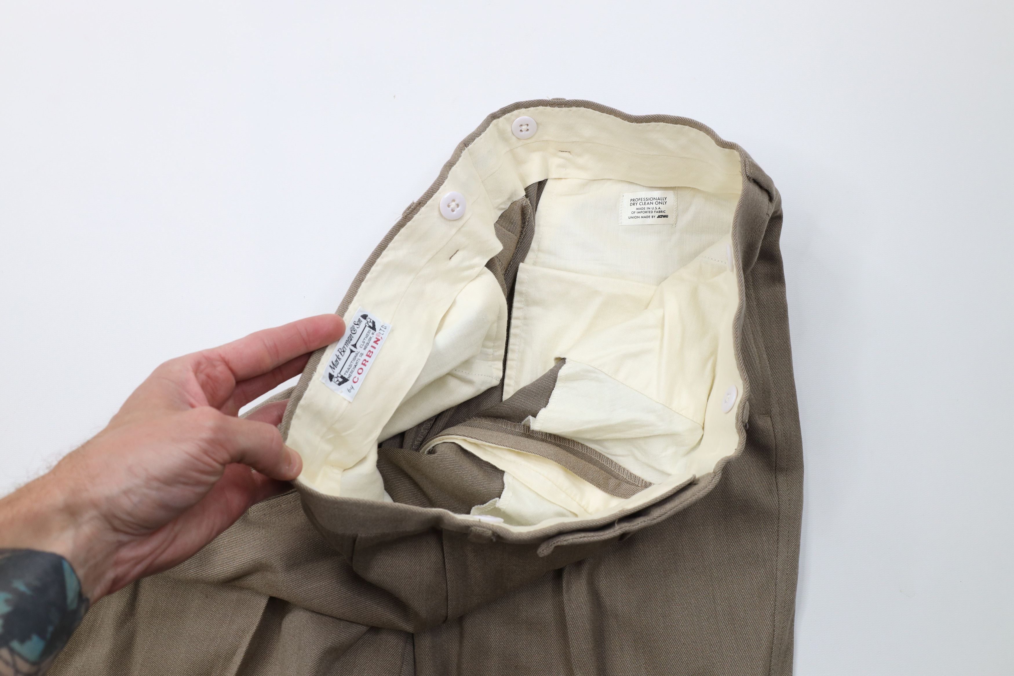Vintage Vintage 70s Streetwear Pleated Wide Leg Wool Chino Pants USA Size US 36 / EU 52 - 9 Thumbnail