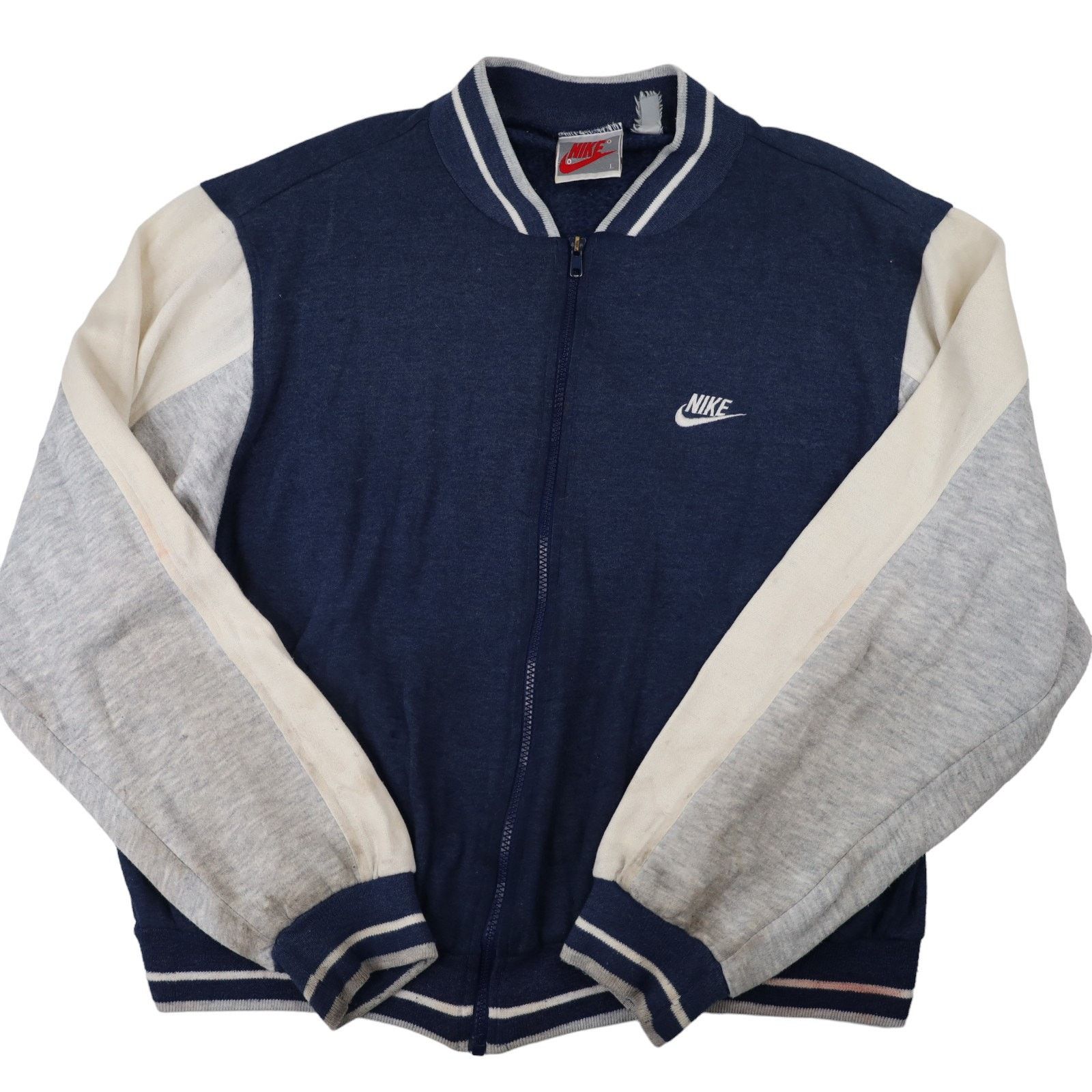Nike × Vintage Vintage 90s Nike Cotton Track Jacket Size US L / EU 52-54 / 3 - 1 Thumbnail