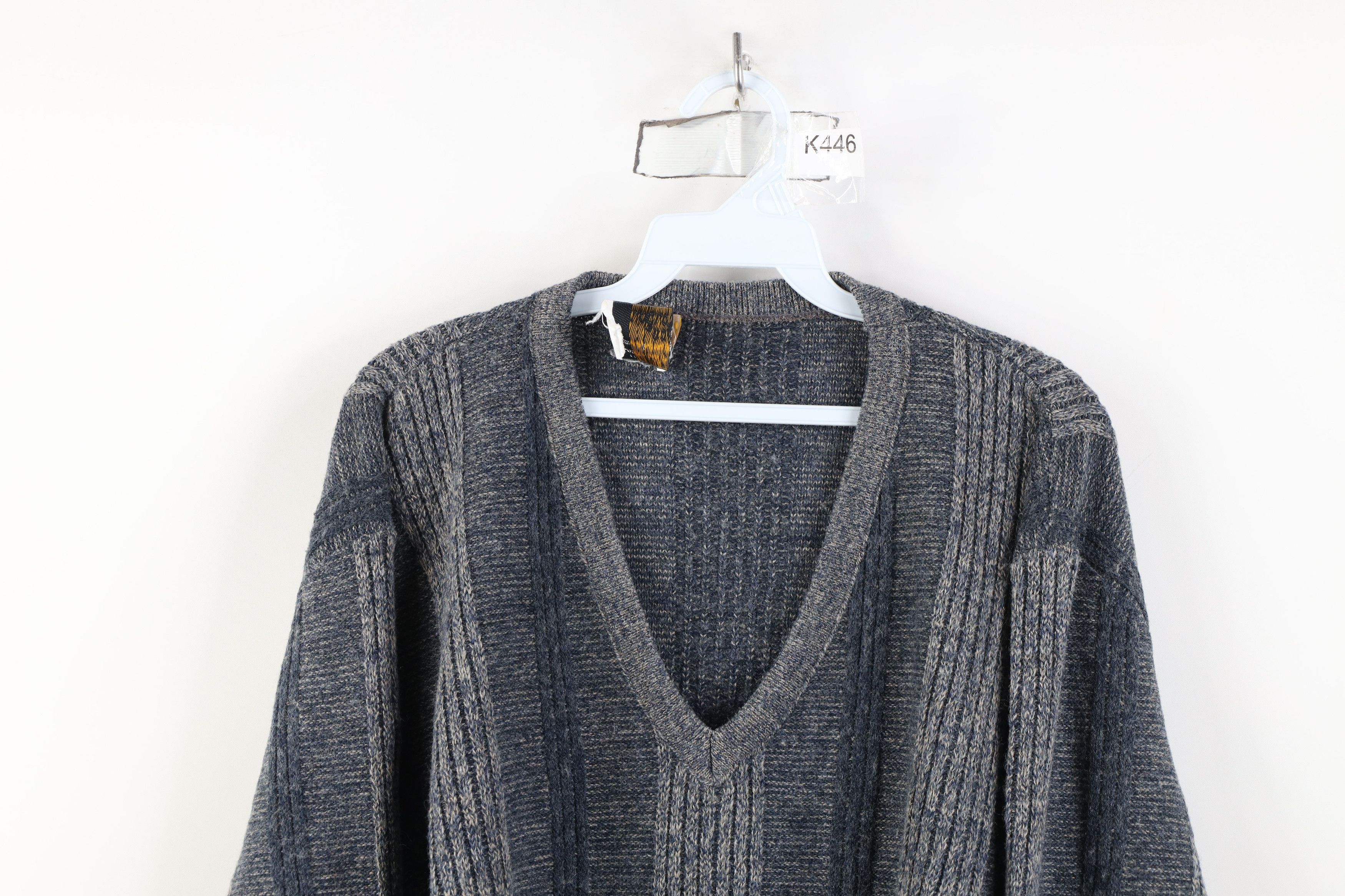 Vintage Vintage 70s Streetwear Ribbed Knit V-Neck Sweater Blue USA Size US XXL / EU 58 / 5 - 2 Thumbnail