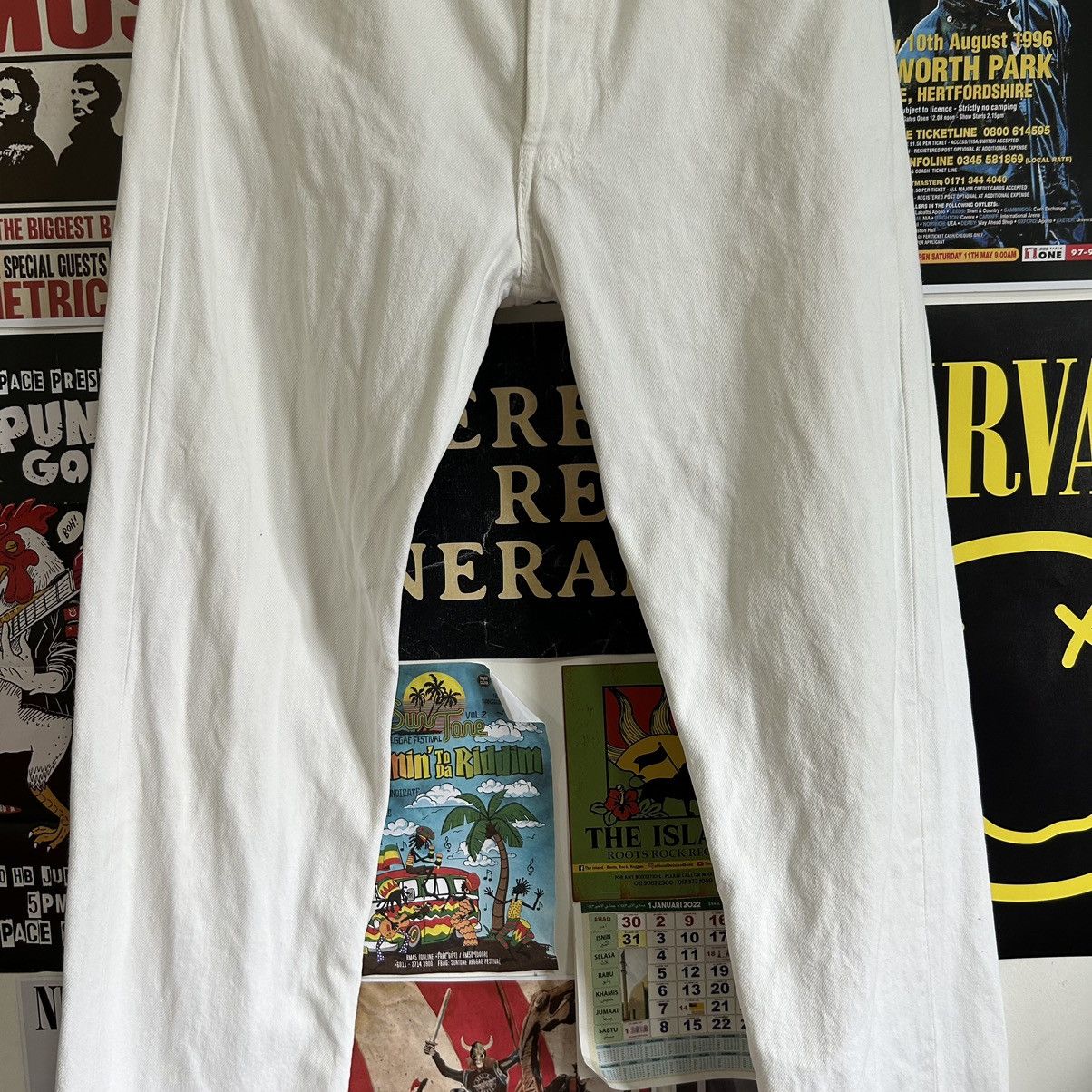 Levi's Vintage Levi’s 501 Made in UK White Denim Size US 30 / EU 46 - 3 Thumbnail