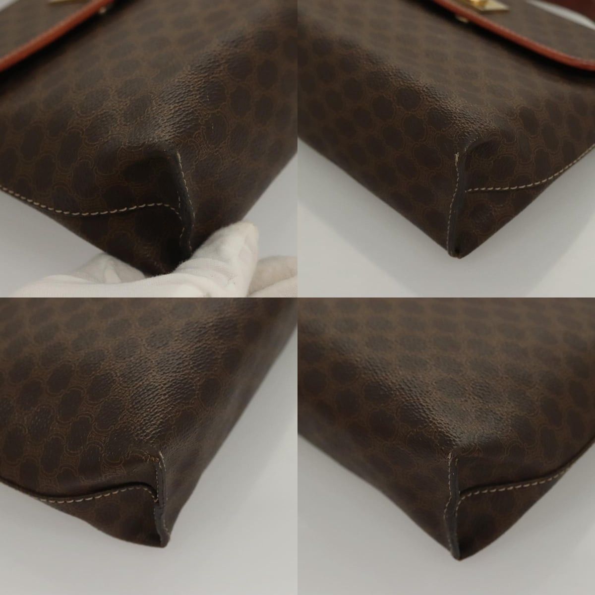 Celine CELINE Macadam Canvas Hand Bag Pvc Leather Brown Gold Size ONE SIZE - 10 Thumbnail