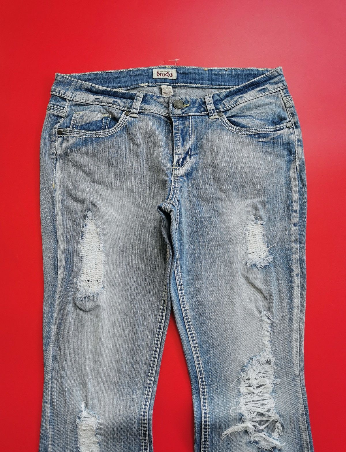 American Essentials Mudd Distressed Bootcut y2k Jeans Size 33" - 2 Thumbnail