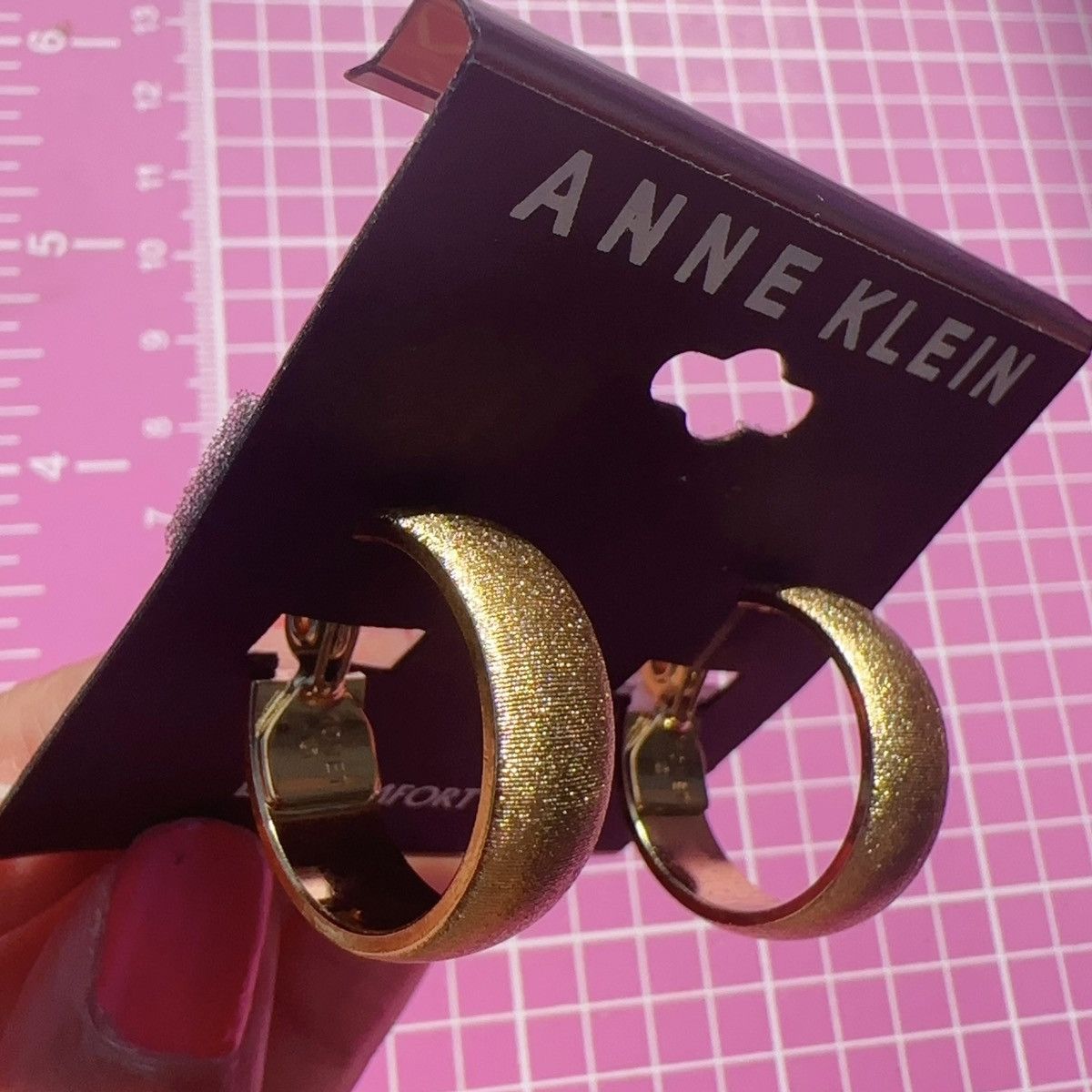 Anne Klein Anne Klein Frosted gold loops e-zcomfort clip on earrings Size ONE SIZE - 4 Thumbnail