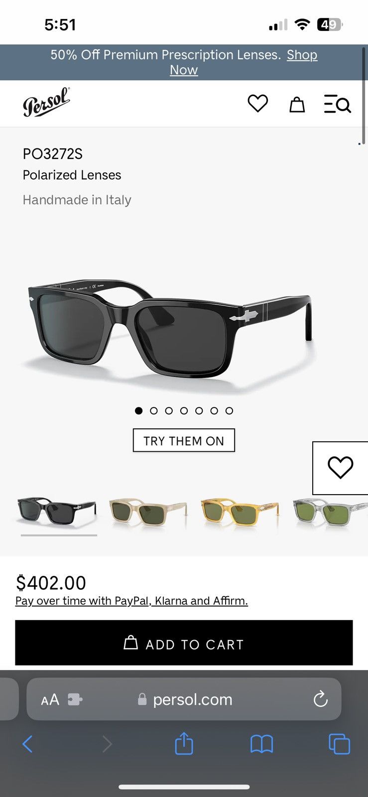 Persol Persol PO3272S polarized sunglasses Size 32 - 6 Thumbnail
