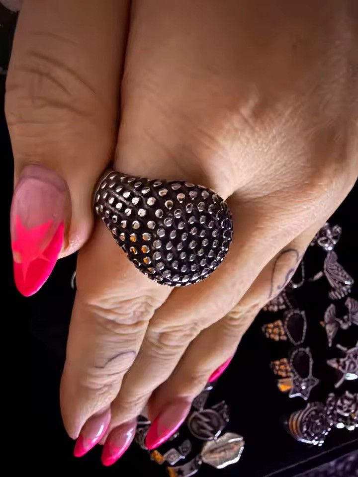 Jewelry Retro Black Spot Geometry Round Ring ( size 7-13 ) Size ONE SIZE - 1 Thumbnail