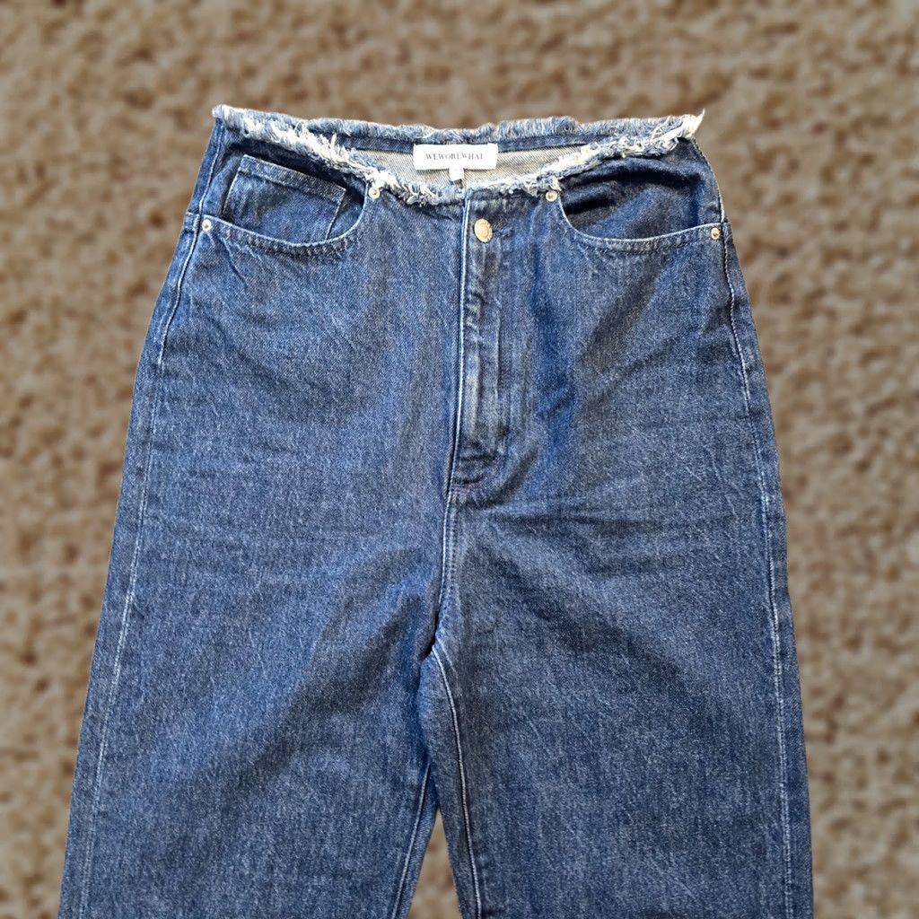Vintage We Wore What Jeans Womens 27 Long Blue Raw Hem Straight Leg Capsule Casual Denim Jeans Women Regular 32in Inseam Capusle No Fade Dark Wash - Size 27" / US 4 / IT 40 - 1 Thumbnail