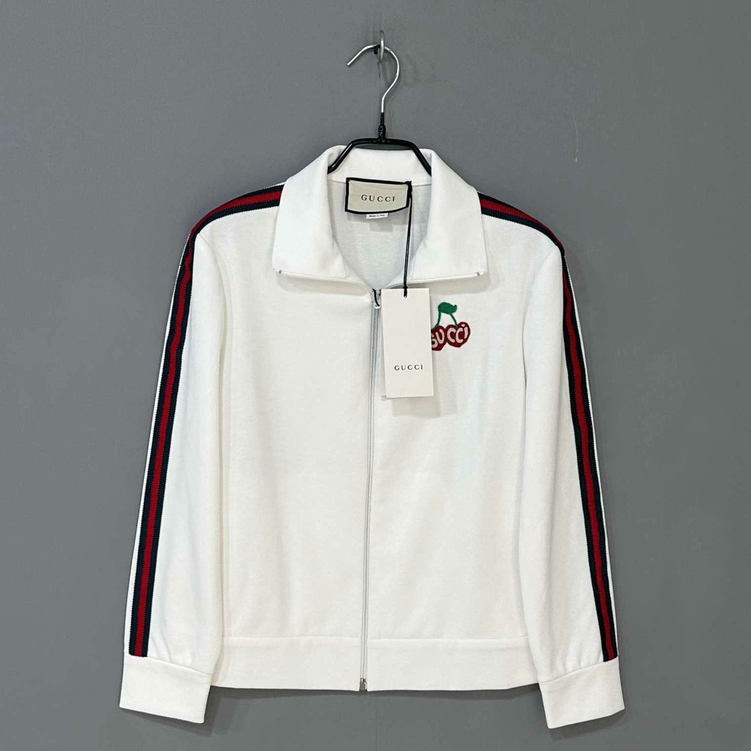 cherry embroidery zip-up jacket by gucci