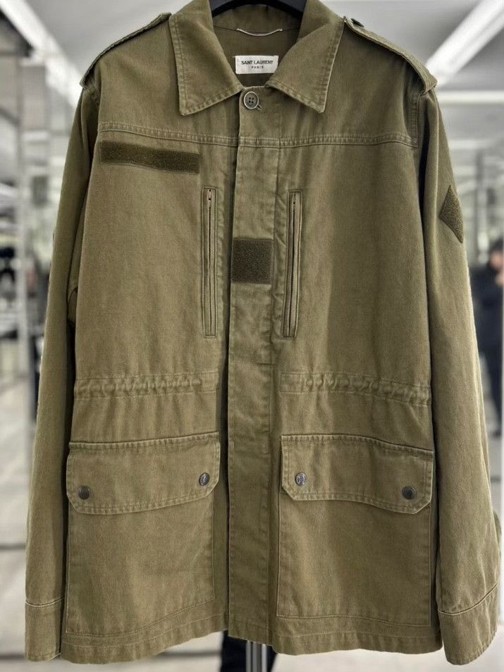 Saint Laurent Paris Saint Laurent Olive Green Military Jacket Size US M / EU 48-50 / 2 - 1 Thumbnail