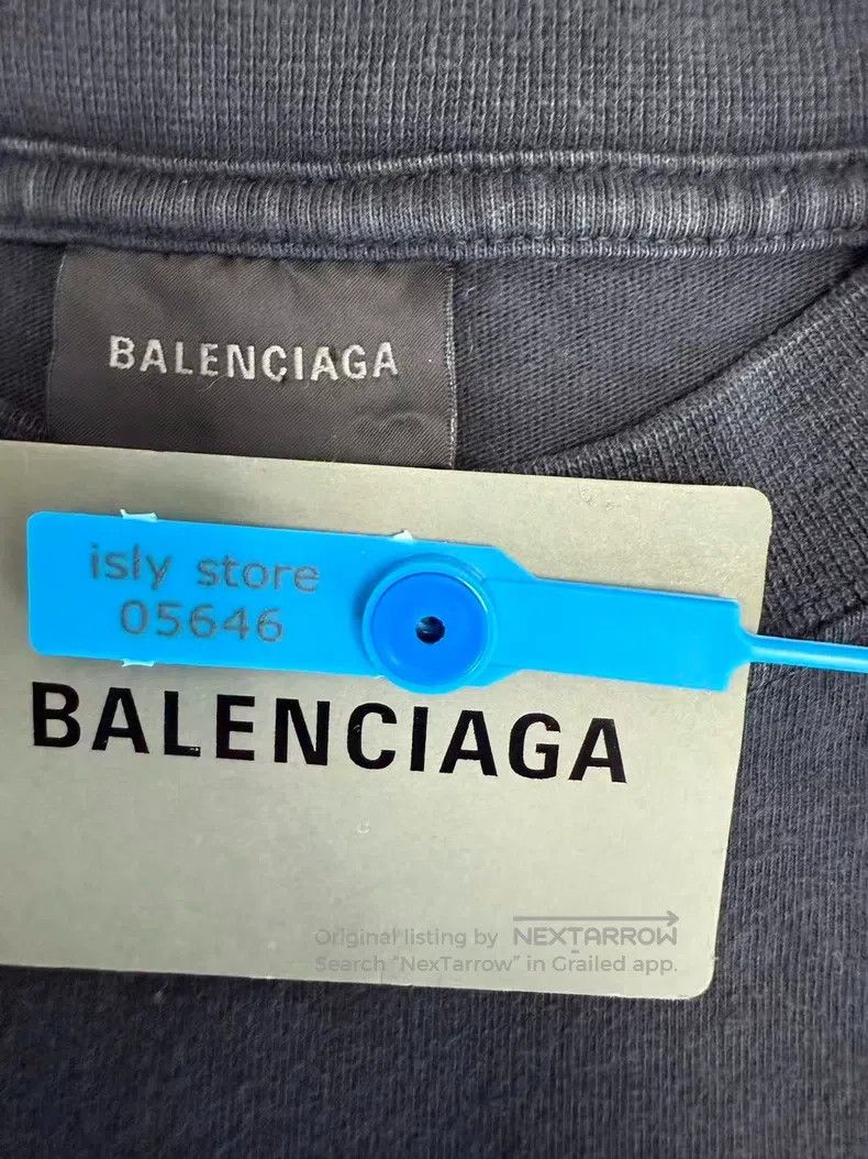 Balenciaga Balenciaga Water-washed Faded Letter Print Short Sleeve Size US L / EU 52-54 / 3 - 4 Thumbnail