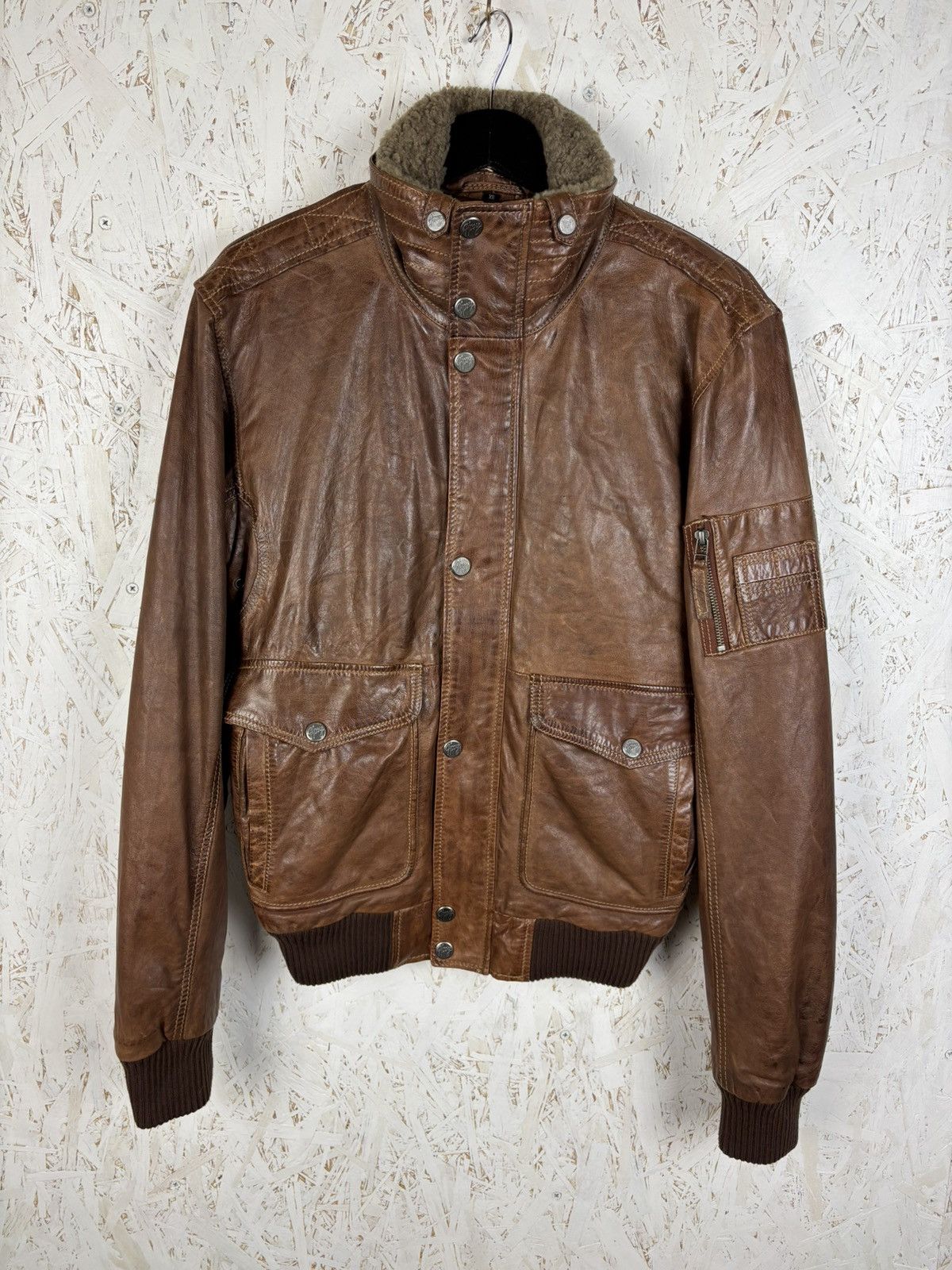 Leather Gipsy Vintage Brown Leather Bomber Jacket Size US M / EU 48-50 / 2 - 1 Thumbnail