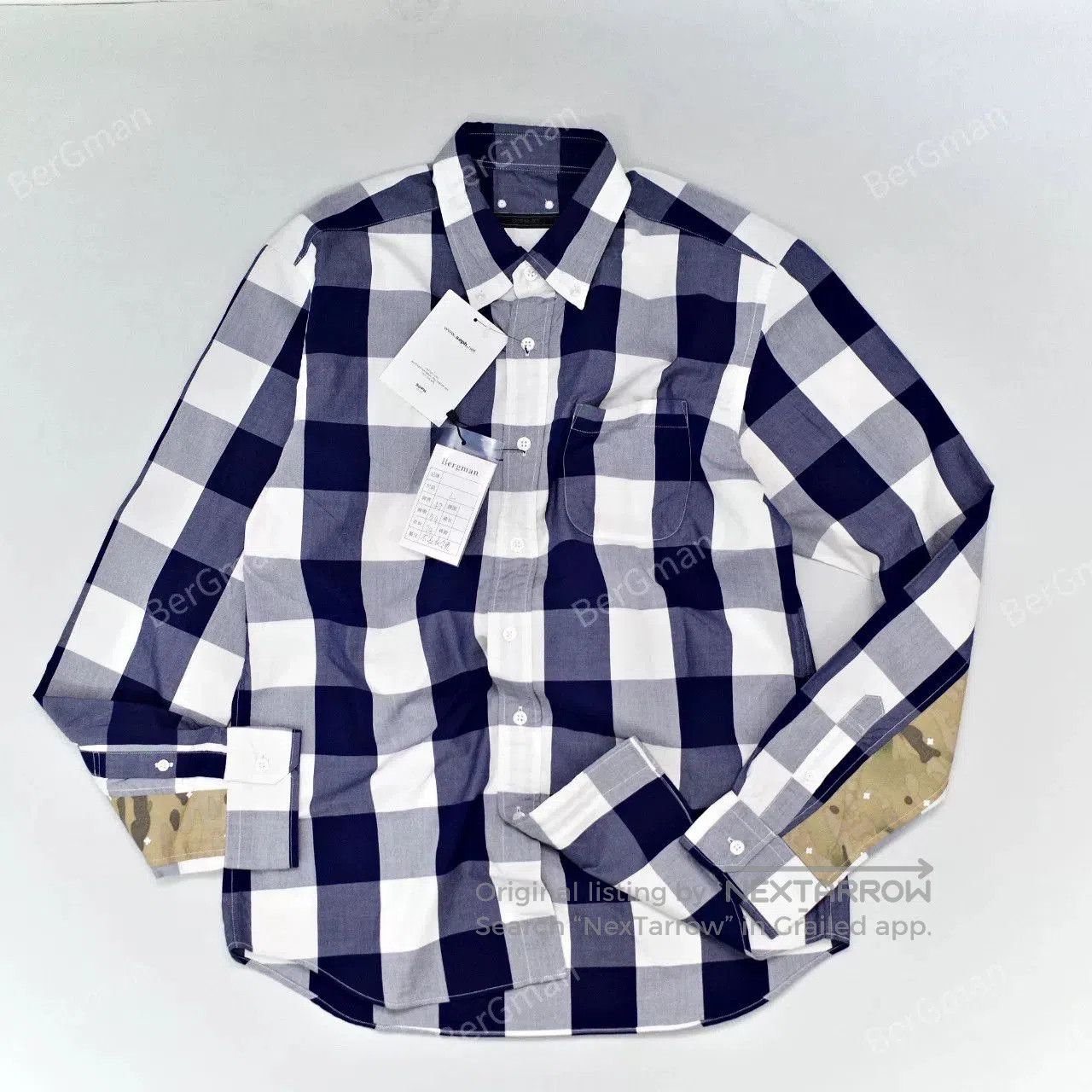 Sophnet. Sophnet Blue Check Camo Patchwork Shirt. Size US L / EU 52-54 / 3 - 6 Thumbnail