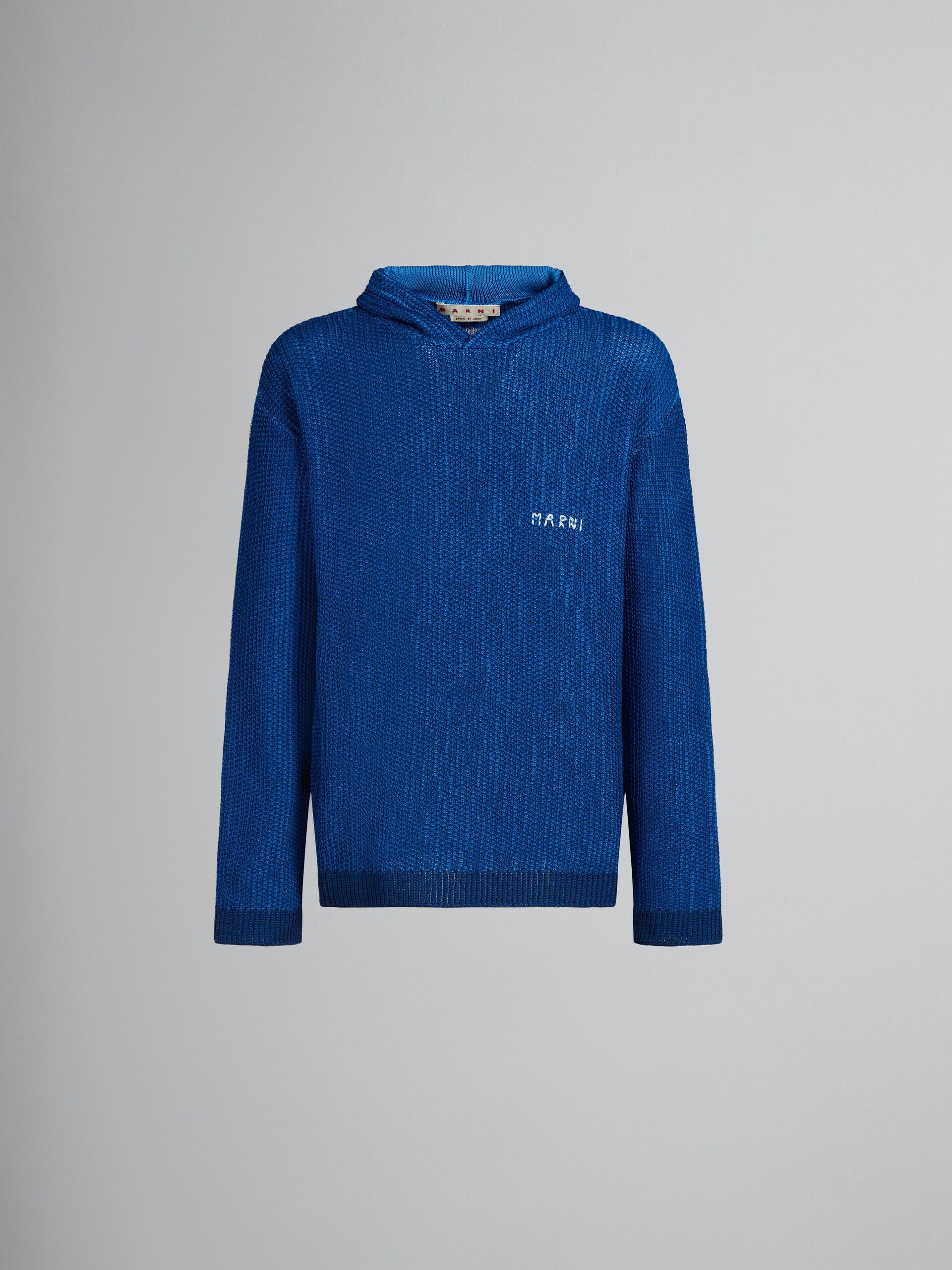 o1w1db10524 Knitted Cotton Hoodie in Blue