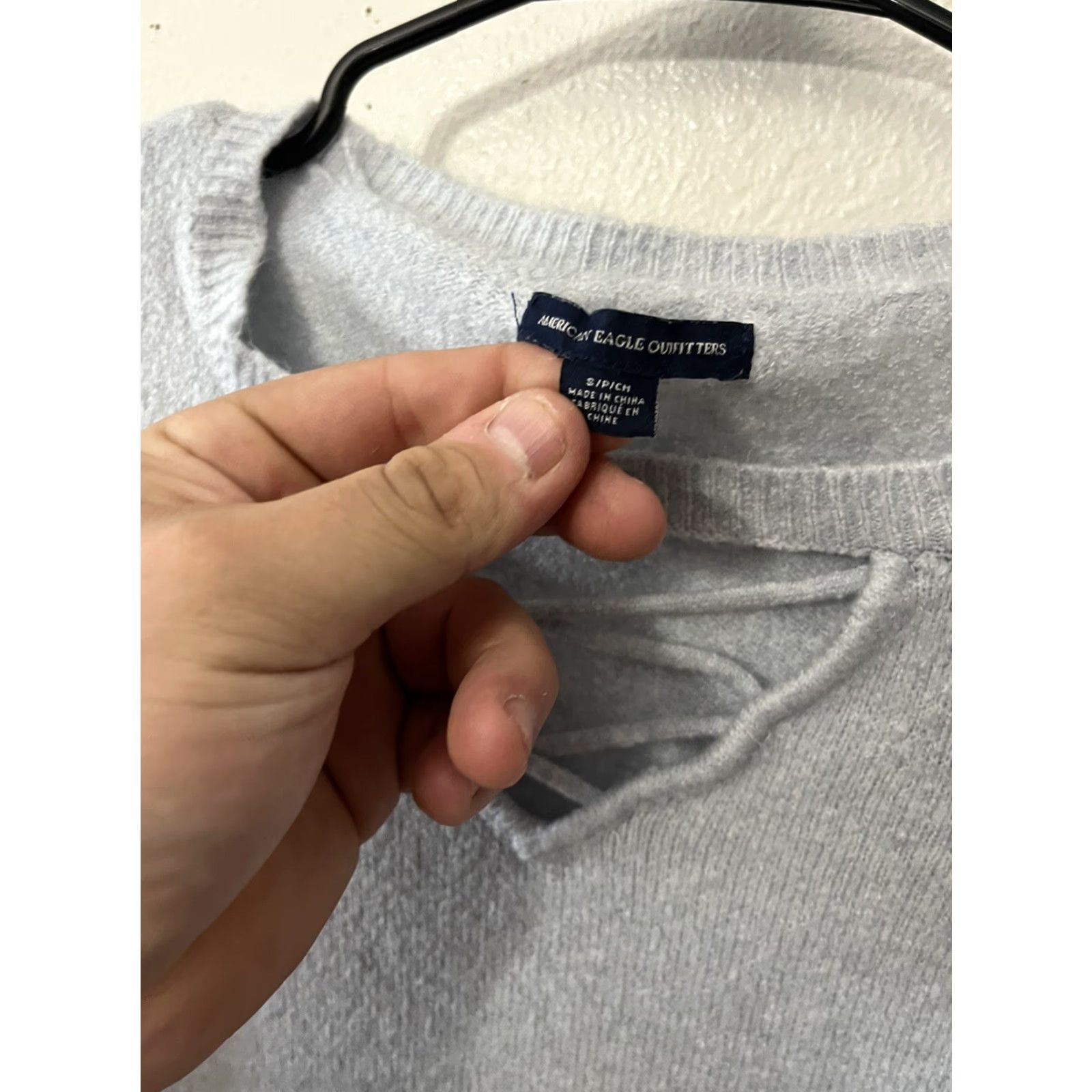 American Eagle Outfitters American Eagle Outfitters Blue Pullover Sweater Women's S Flared Sleeve V-Neck Casual Knit Top Size S / US 4 / IT 40 - 3 Thumbnail