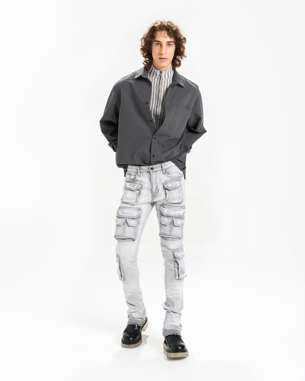 Waimea Waimea Men's Stacked Fit Jeans - Grey Bleached Size US 30 / EU 46 - 1 Thumbnail