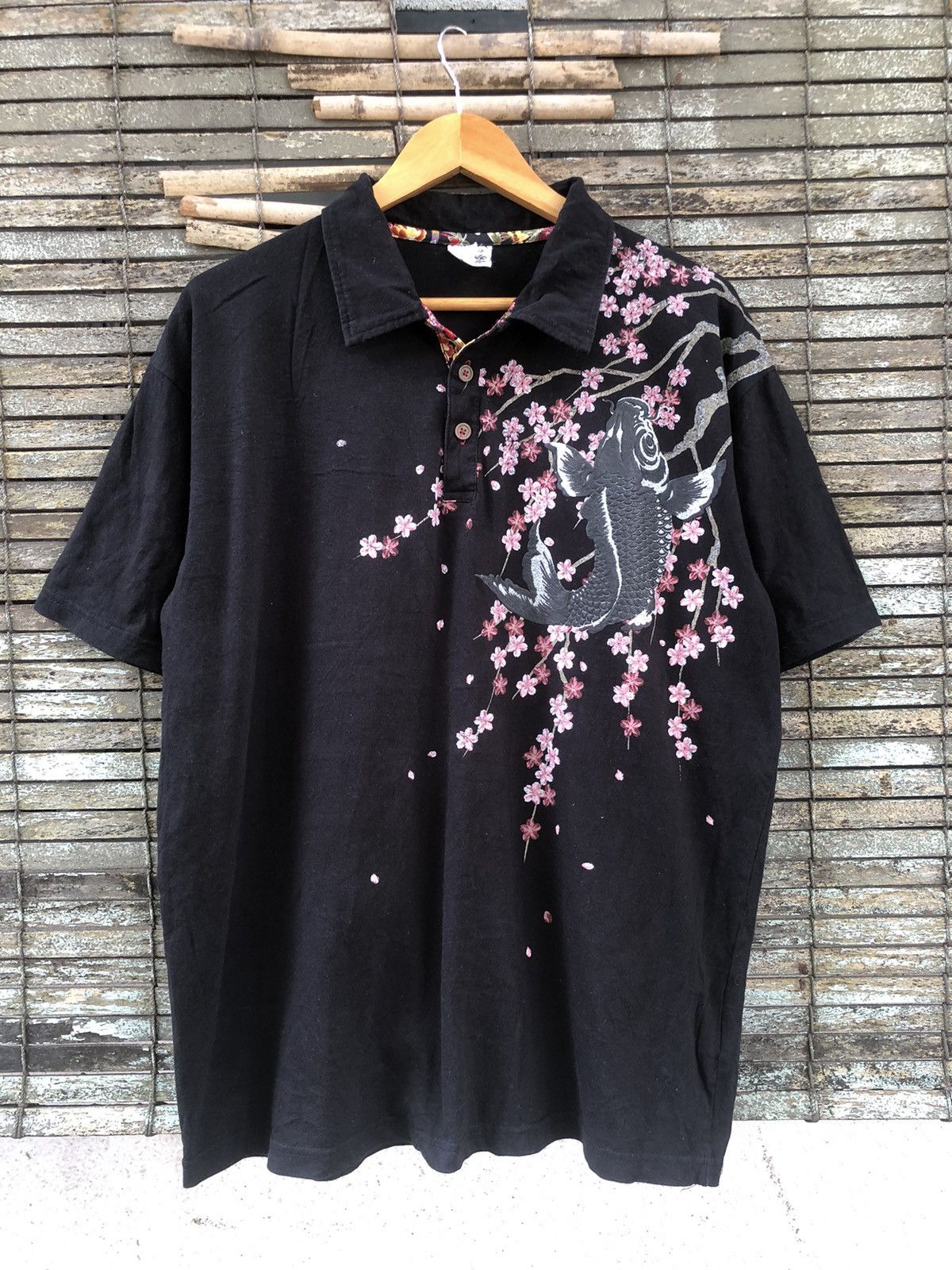 Japanese Brand × Vintage Rare Vintage OVP Japanese Sukajan Koi Fish Polo Tee Size US XL / EU 56 / 4 - 10 Thumbnail