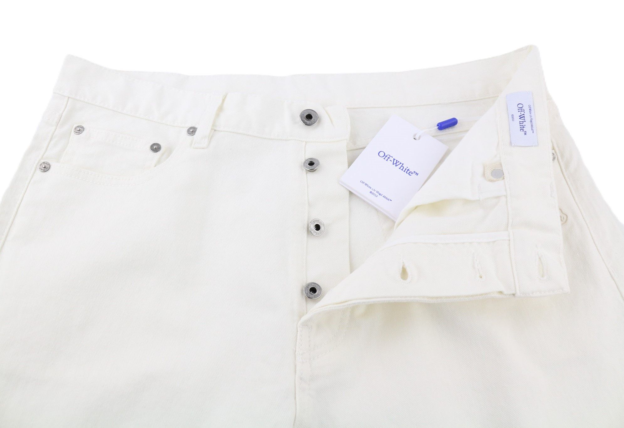 Off-White 90S LOGO W33 Straight Cotton Stretch Raw White 80238 Size US 33 - 4 Thumbnail