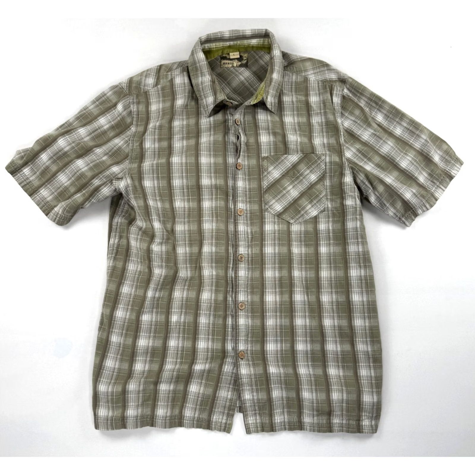 Gramicci Gramicci Shirt Mens Large Button Up Shirt Short Sleeve Plaid green cotton blend woven casual pockets Regular Size US L / EU 52-54 / 3 - 2 Thumbnail
