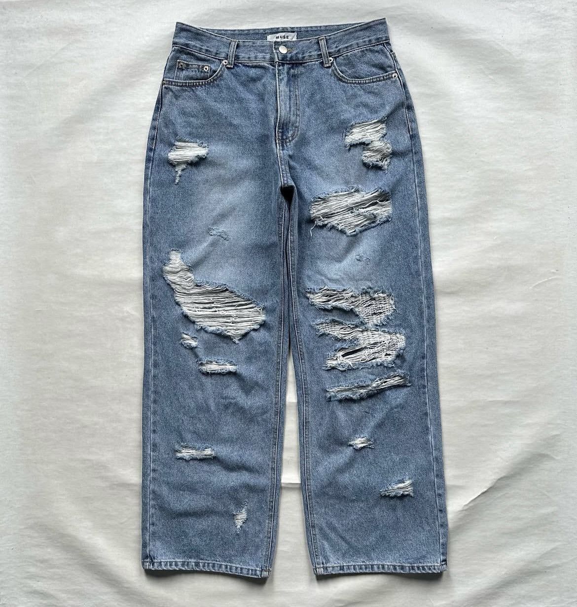 Hysteric Glamour MUSE Ripped Washed Wide Denim Pants Size US 32 / EU 48 - 1 Thumbnail