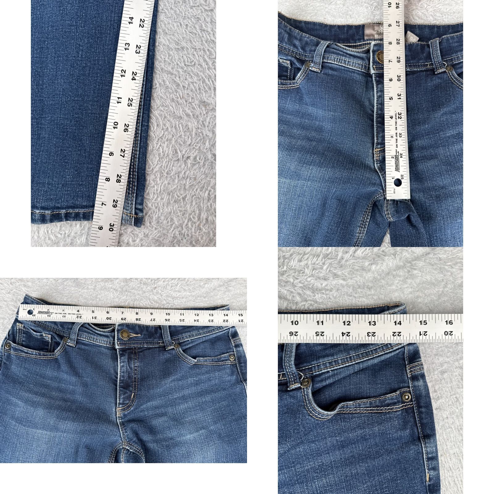 Vintage Chicos Jeans Women Bootcut Jeans 00 Blue Cotton Blend Denim Low Rise 28x30 5-Pocket Designer American Classic Logo Embroidered Slim Size 24" / US 00 / IT 34 - 8 Thumbnail