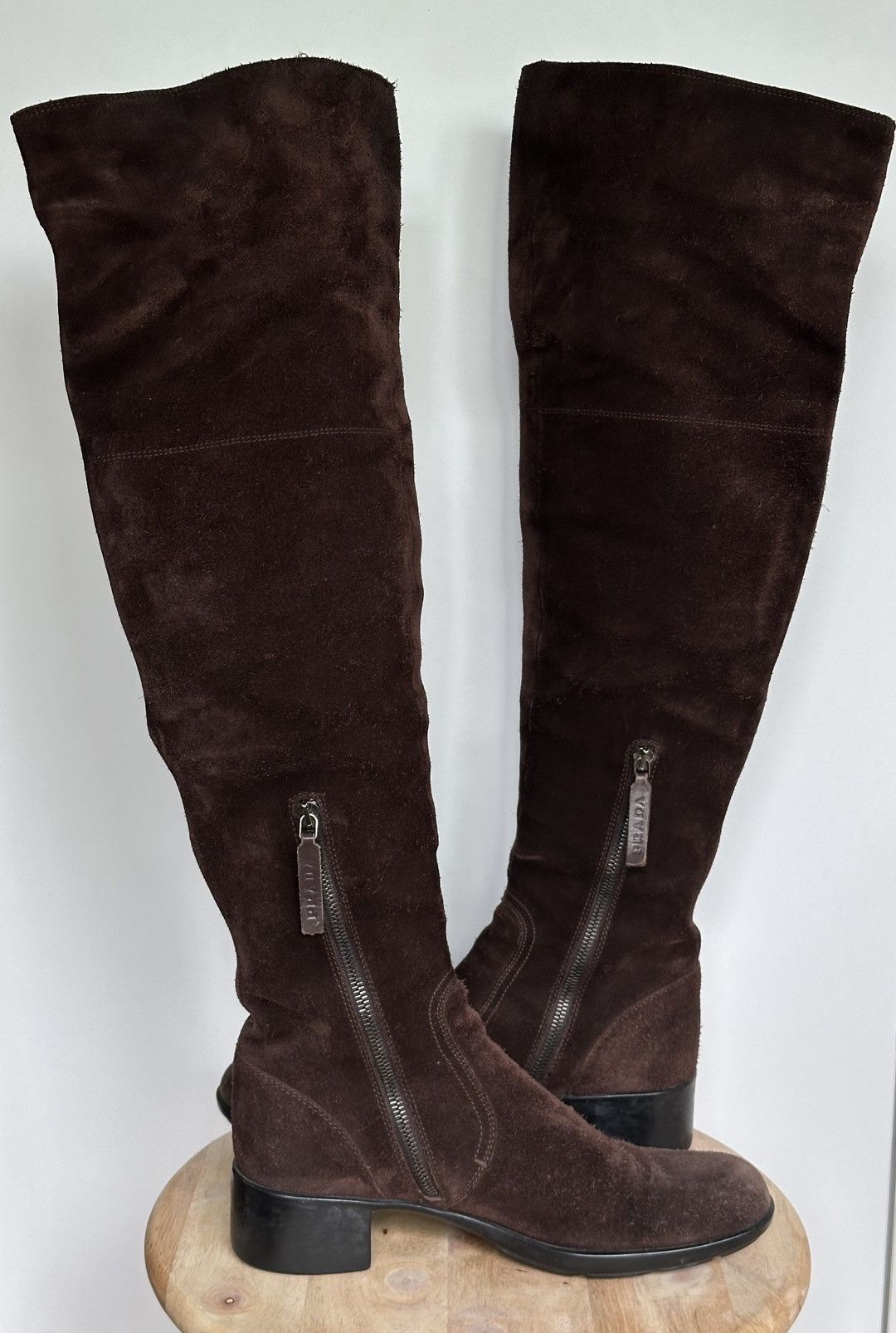 Designer × Prada Prada suede over the knee boots Size US 7 / IT 37 - 5 Thumbnail