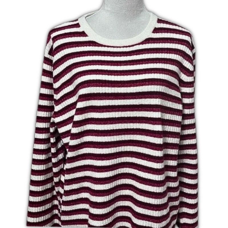 Nordstrom Nordstrom Sweater Striped Ribbed Long Sleeve Red/White XL Size XL / US 12-14 / IT 48-50 - 2 Thumbnail