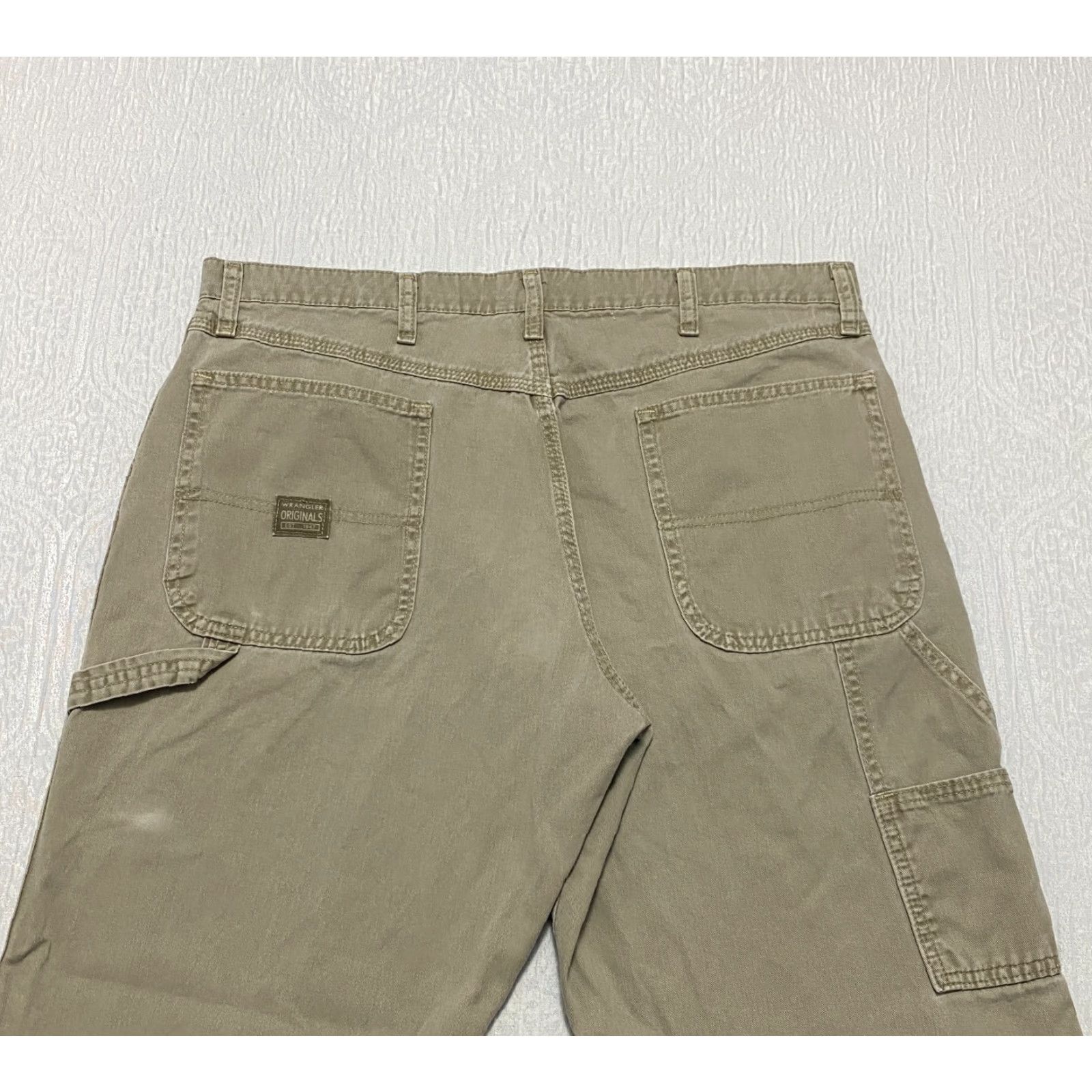 Wrangler VINTAGE Wrangler Carpenter Pants Mens 36x30 Beige Slim Relaxed Regular Straight Cotton Knit Logo Pockets Workwear Casual Travel 94OR0BH Size US 36 / EU 52 - 3 Thumbnail