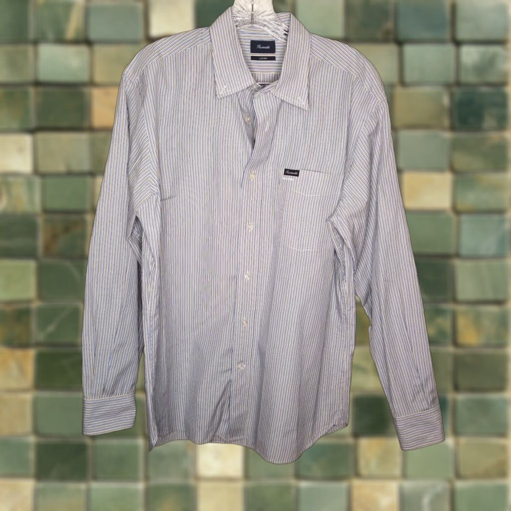 Faconnable VINTAGE Faconnable Shirt Mens Long Sleeve Button-Up Size M Blue Yellow Pin Stripe Master Brand "Faconnable" 90s Mens Shirt Size US M / EU 48-50 / 2 - 1 Thumbnail