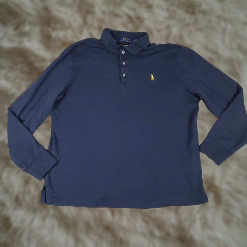 Ralph Lauren Ralph Lauren Polo Shirt Mens Large Blue Golf Casual Long Sleeve Shirt Size US L / EU 52-54 / 3 - 1 Thumbnail
