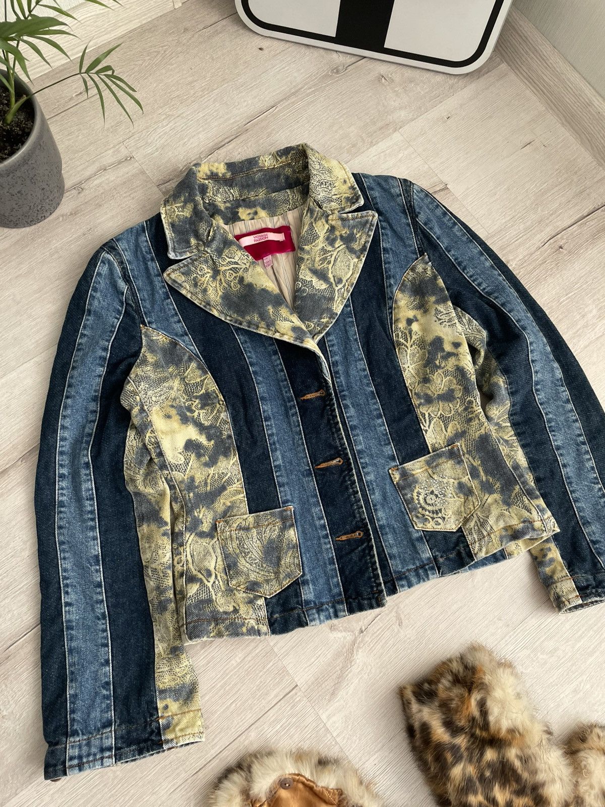Designer × Voyage Crazy Cyber Y2k Denim Jacket Voyage Passion Faux Fur Blazer Size M / US 6-8 / IT 42-44 - 10 Thumbnail