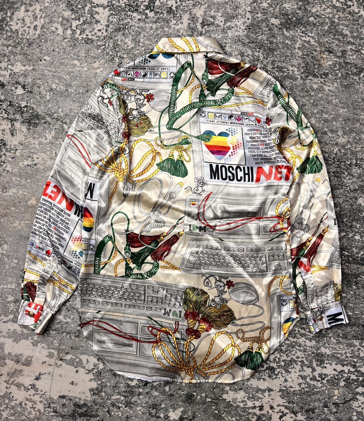 Moschino Vtg Moschino Silk Modern Baroque Apple Button Up Shirt Size US L / EU 52-54 / 3 - 2 Thumbnail