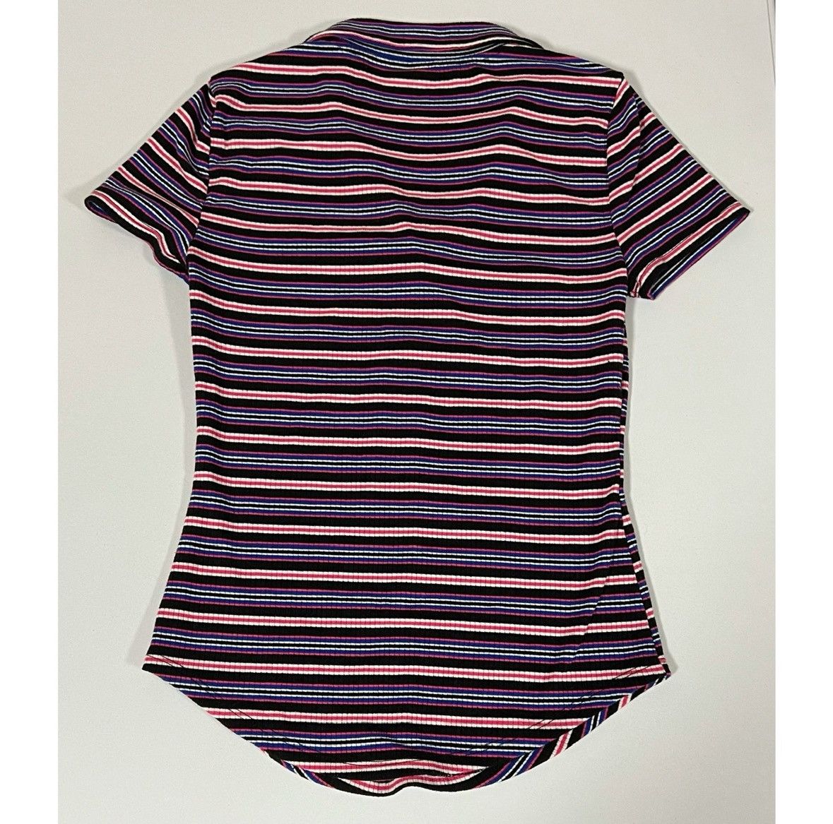 Vintage Black Pink Striped Collared Polo Shirt Top Blouse Size S 💖✨ Size S / US 4 / IT 40 - 3 Thumbnail