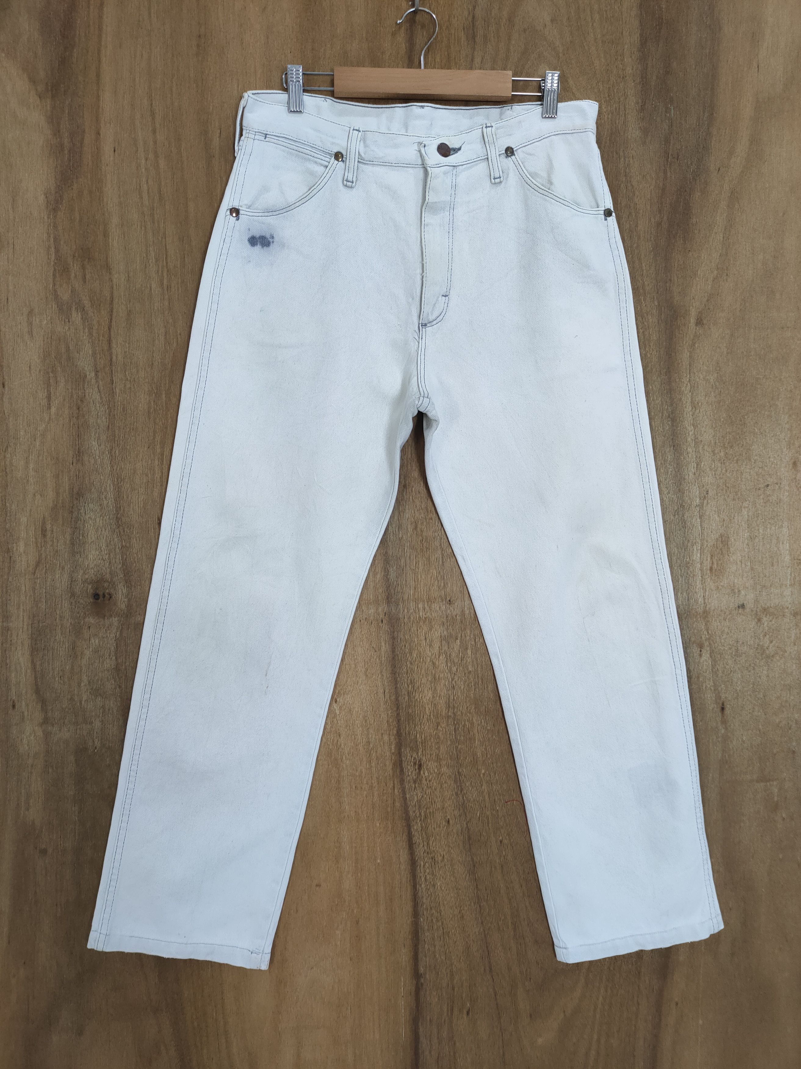 Other VINTAGE WRANGLER FADED WHITE DENIM JEAN PANTS Size US 32 / EU 48 - 1 Thumbnail