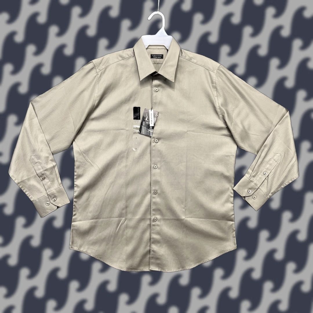 Sears Sears Structure Shirt Mens Large Tan Woven Textured Long Sleeve Button Up Size US L / EU 52-54 / 3 - 1 Thumbnail